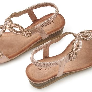 LASCANA Sandale mit Schmucksteinen, Glitzer, elastische Riemen, Sandalette,Sommerschuh