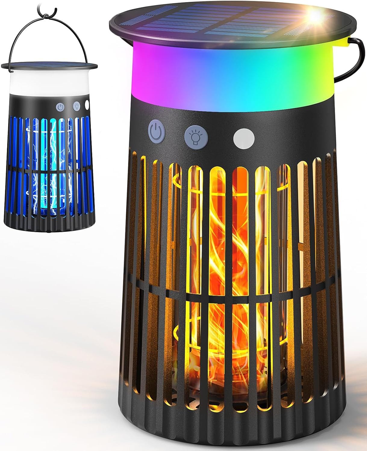 ANYSUN Ultraschall-Tierabwehr Insektenvernichter Elektrisch mit Akku Wiederaufladbarer Mückenfalle, UV Mückenlampe Innen mit LED-Licht, Flammeneffekt & Ambientelicht, für bis zu 100 ohne Chemie oder Duftstoffe, Fliegenfalle elektrisch