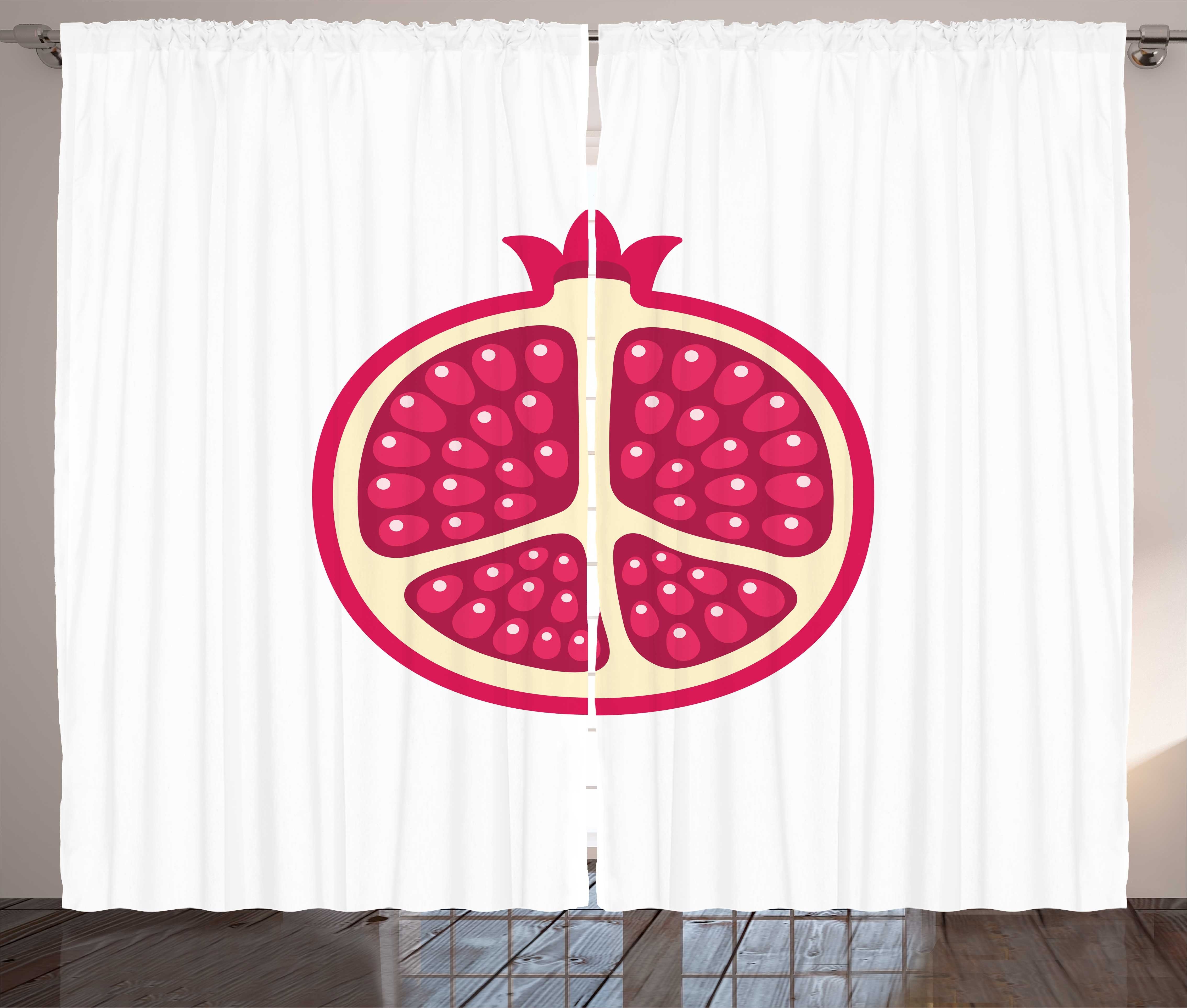 Gardine Schlafzimmer Kräuselband Vorhang mit Schlaufen und Haken, Abakuhaus, Obst Cartoon Granatapfelkernen