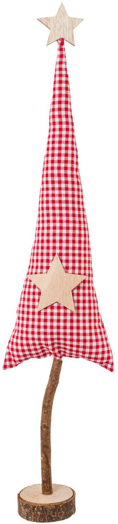 Creativ deco Dekobaum Weihnachtsdeko rot (4 St), aus Stoff in 2 Größen: 30x9 cm, 40x13 cm