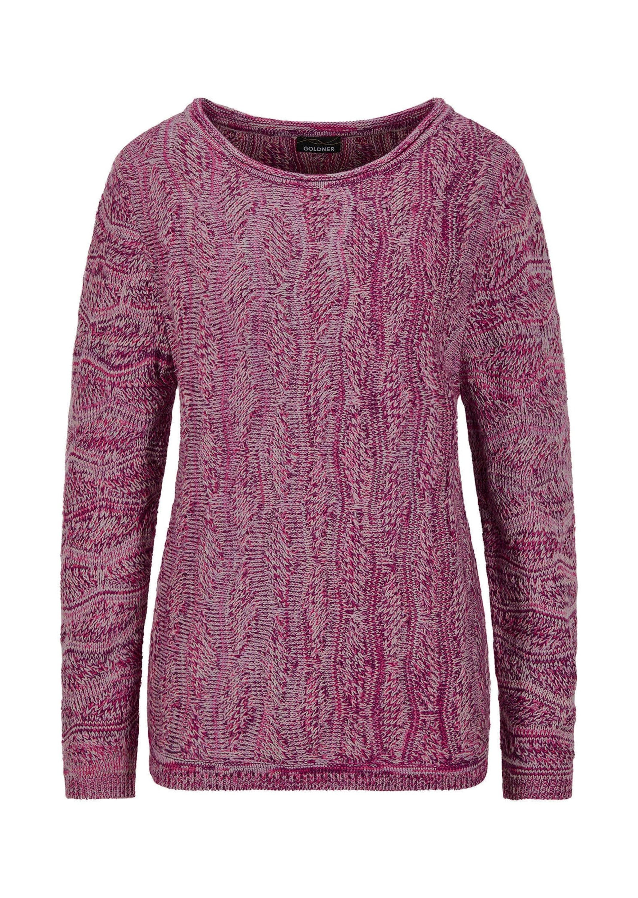 Strickpullover Kurzgröße: Langarmoberteil im Strukturstrick
