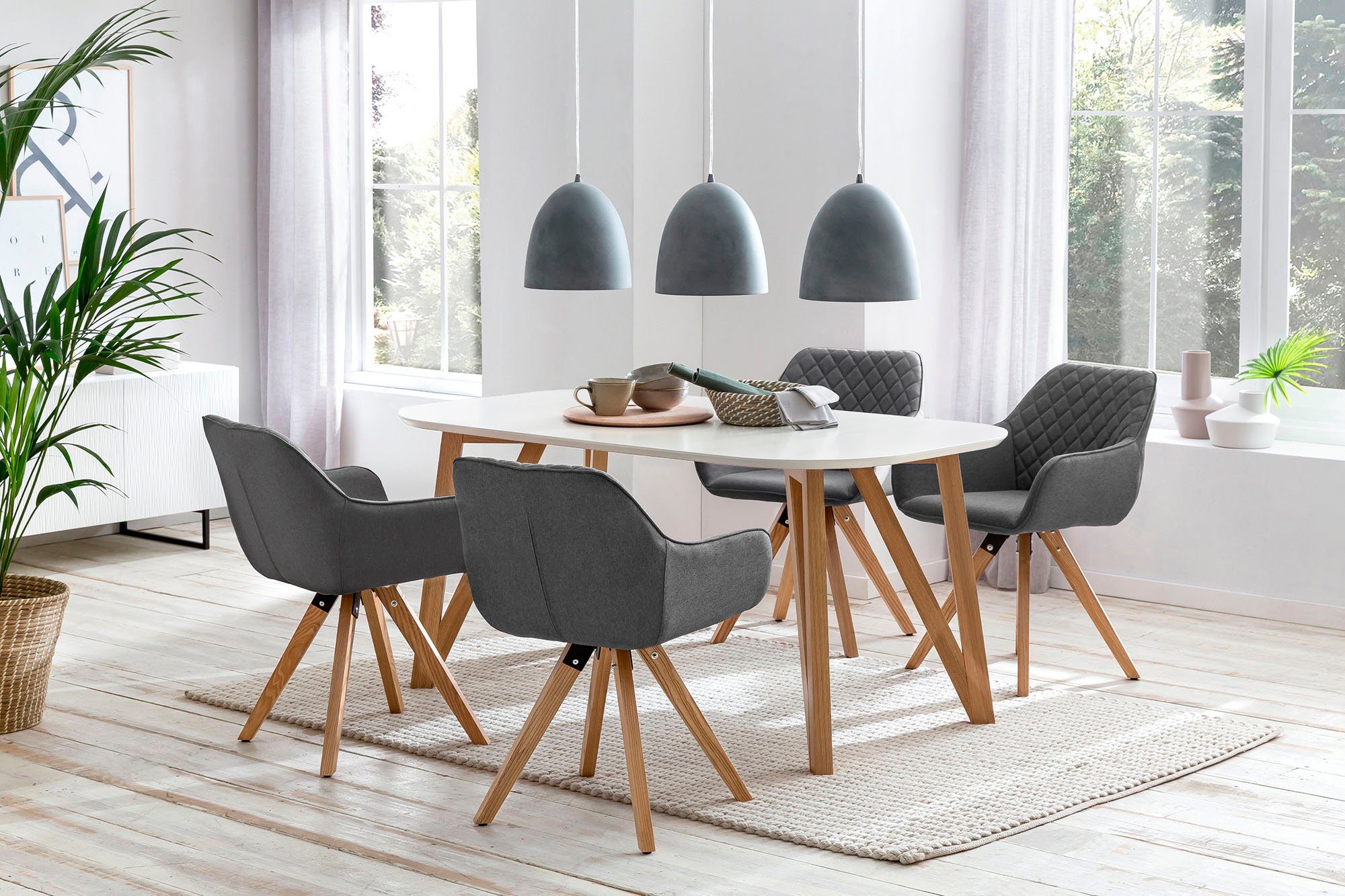 SalesFever Essgruppe, (Set, 5-tlg), bestehend aus 4 modernen Polsterstühlen  und einem 180 cm breitem Tisch