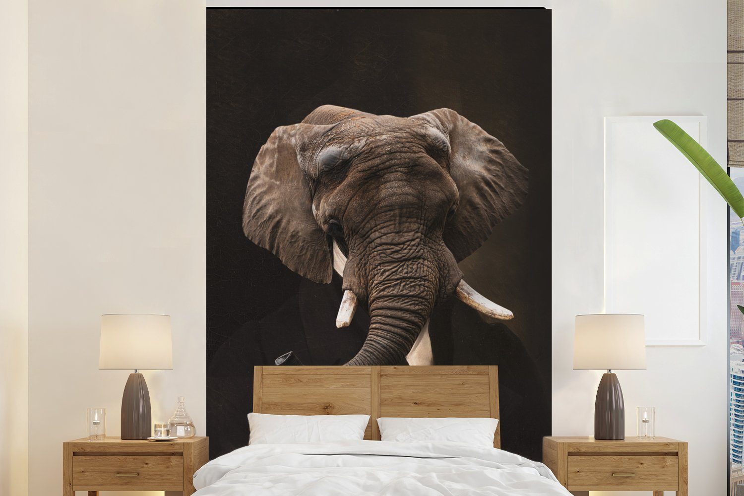 MuchoWow Fototapete Alte Meister - Elefant - Tiere, Matt, bedruckt, (3 St), Montagefertig Vinyl Tapete für Wohnzimmer, Wandtapete