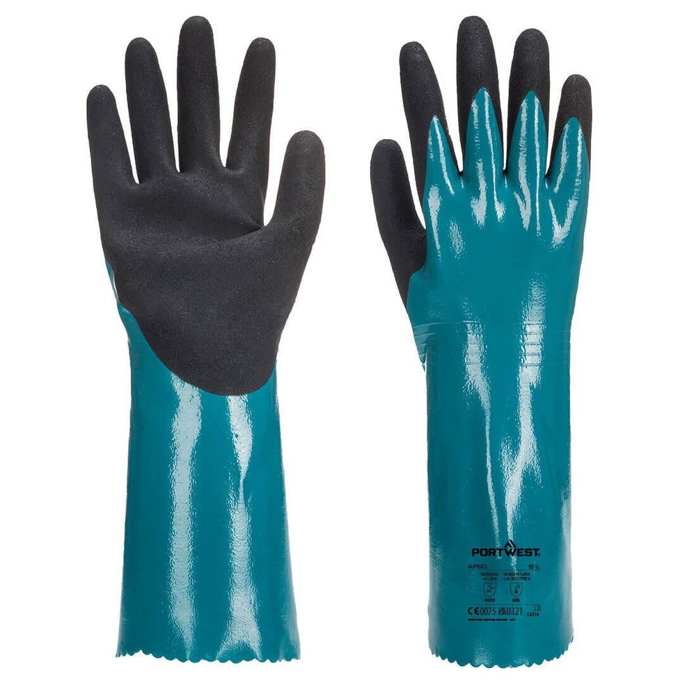 Portwest Chemikalien-Schutzhandschuhe AP60 - Grip Lite Handschuh mit Stulpe / PW AP60-01