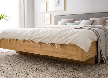 Main Möbel Massivholzbett Bett mit Polsterkopfteil 180x200cm 'Marisa' Wildeiche massiv