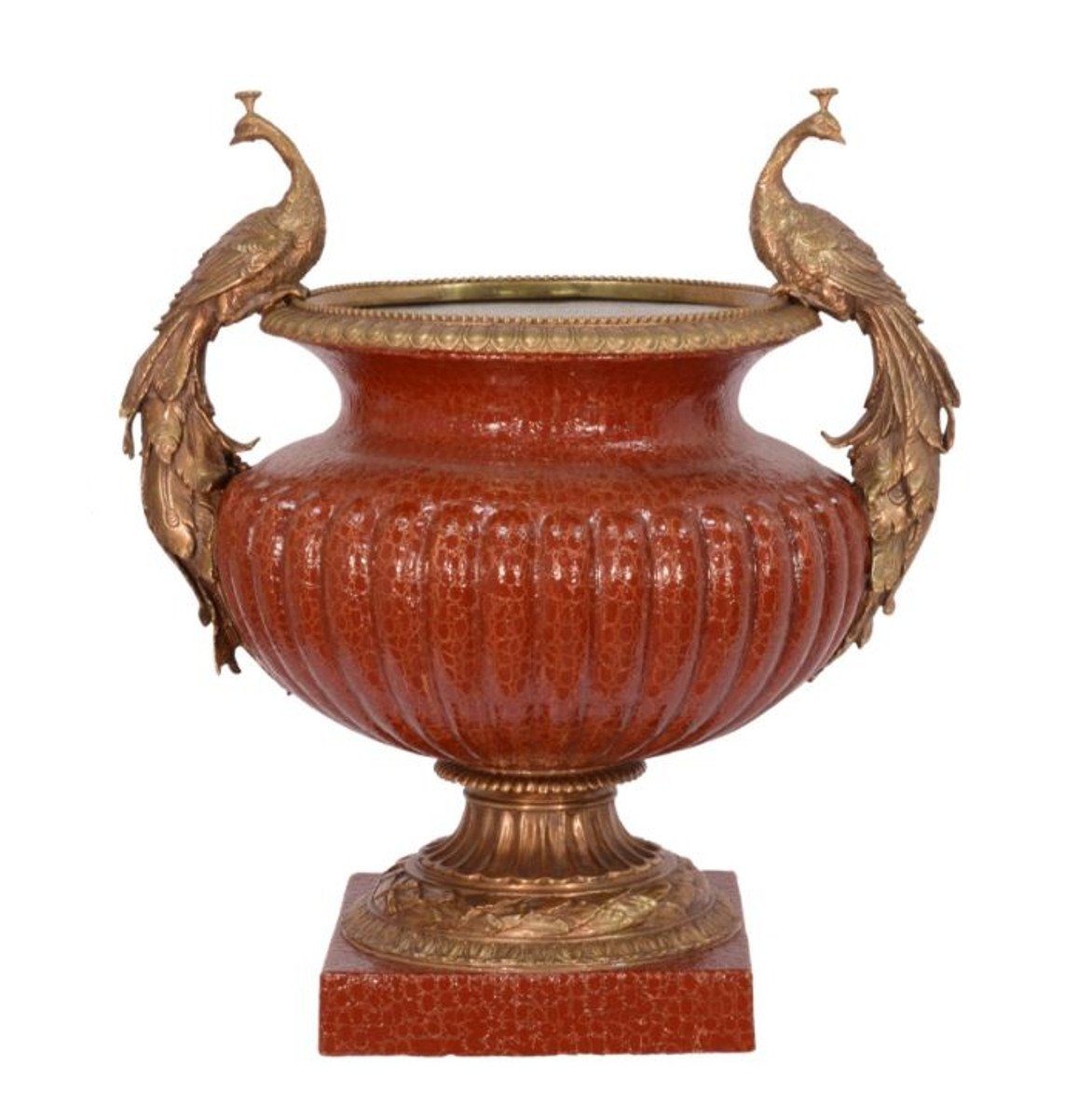 Casa Padrino Dekoobjekt Luxus Porzellan Vase mit 2 Griffen H. 48,8 cm - Barock Vase