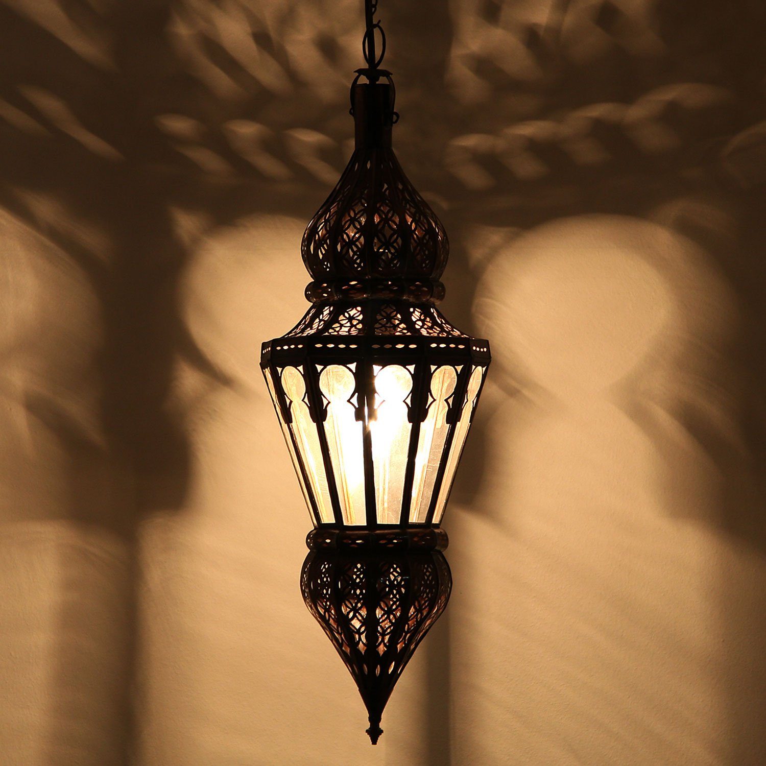 Casa Moro Lampenschirm Marokkanische Lampe Nura Transparent aus Eisen & Klarglas, orientalische Deckenleuchte aus Marokko,L1809