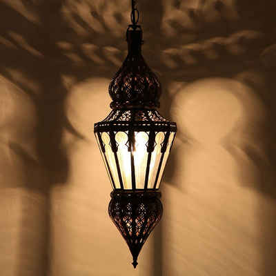 Casa Moro Lampenschirm Marokkanische Lampe Nura Transparent aus Eisen & Klarglas, orientalische Deckenleuchte aus Marokko,L1809