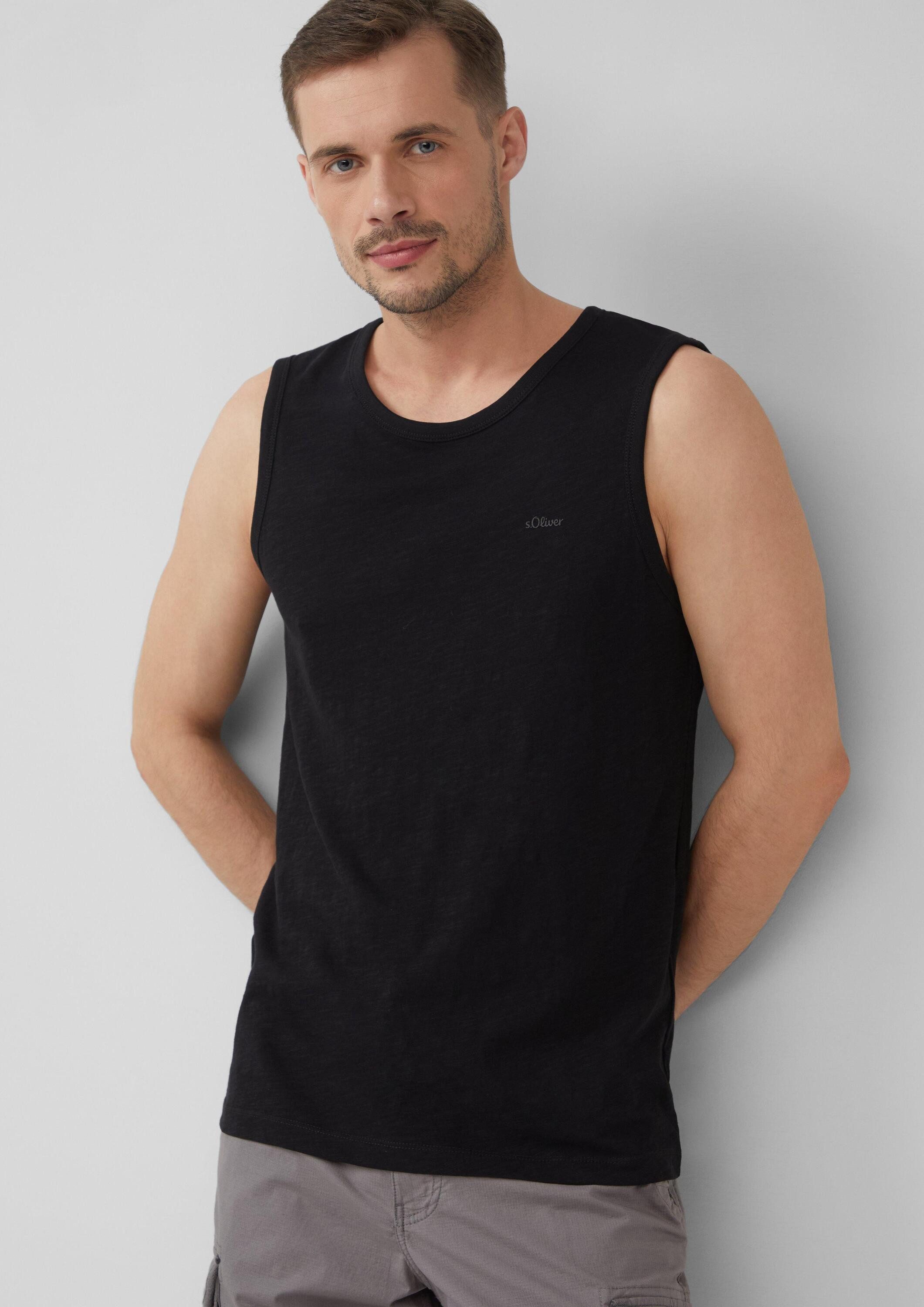 s.Oliver Muskelshirt T-Shirt Baumwoll-Tanktop mit Flammgarnstruktur günstig online kaufen