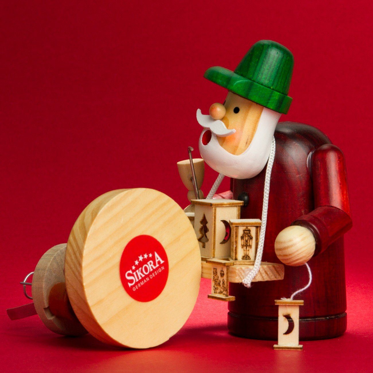 SIKORA Weihnachtsfigur RM-A verschiedene Motive aus Größen Räuchermännchen A16 Laternenverkäufer - 3 Holz rot