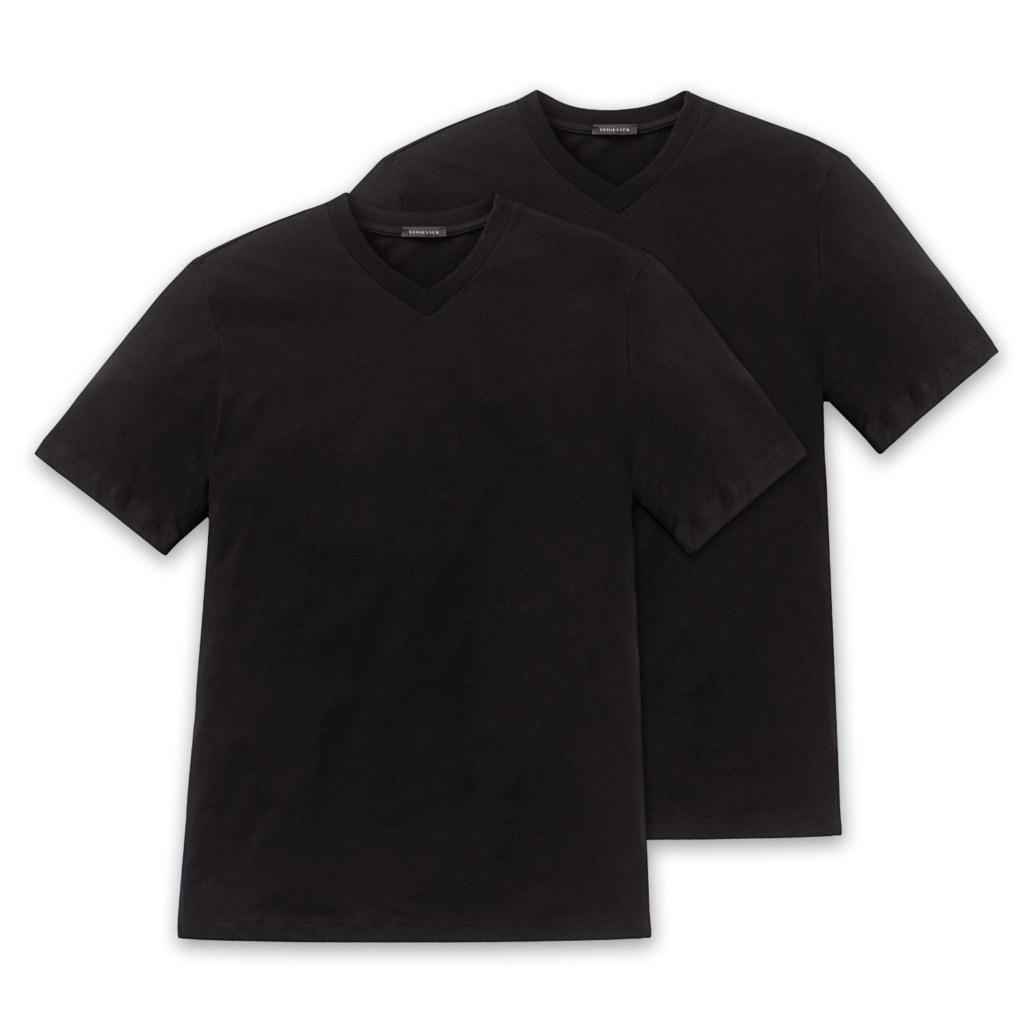 Schiesser T-Shirt (2-tlg) mit V-Ausschnitt, formstabil, verstärkte Halsnaht