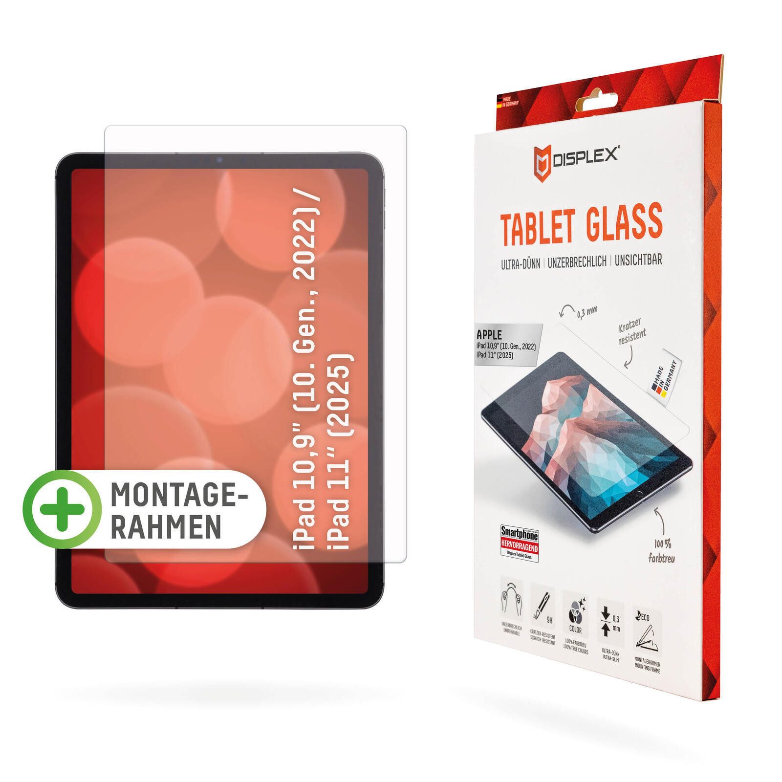 Displex Tablet-Hülle DISPLEX Tablet Glass (9H) für Apple iPad 10,9'' (1