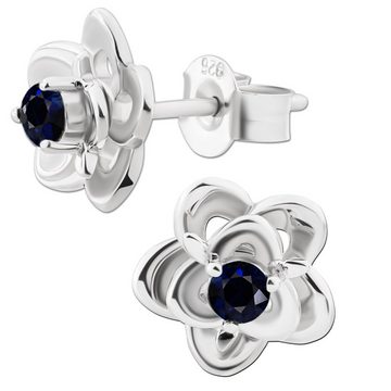 Limana Paar Ohrstecker echter Saphir Edelstein 3D Blumen 925 Sterling Silber blaue Ohrringe (inkl. Geschenkdose), Blumenohrringe für jeden Tag