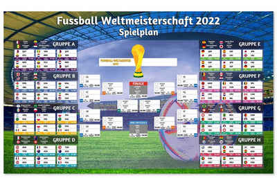 GalaxyCat Poster Fußball WM Poster, Spielplan Weltmeisterschaft, Weltmeisterschaft 2022, WM 2022 Spielplan