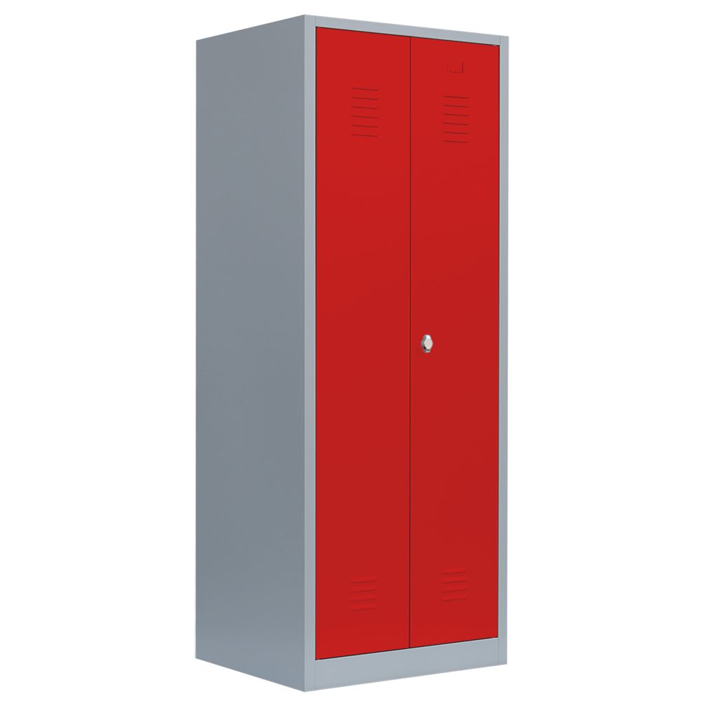 Steelboxx Spind Spind Kleiderspind mittig schließend 180x 80x 50cm rot/grau (1-St) Komplett verschweißt und montiert