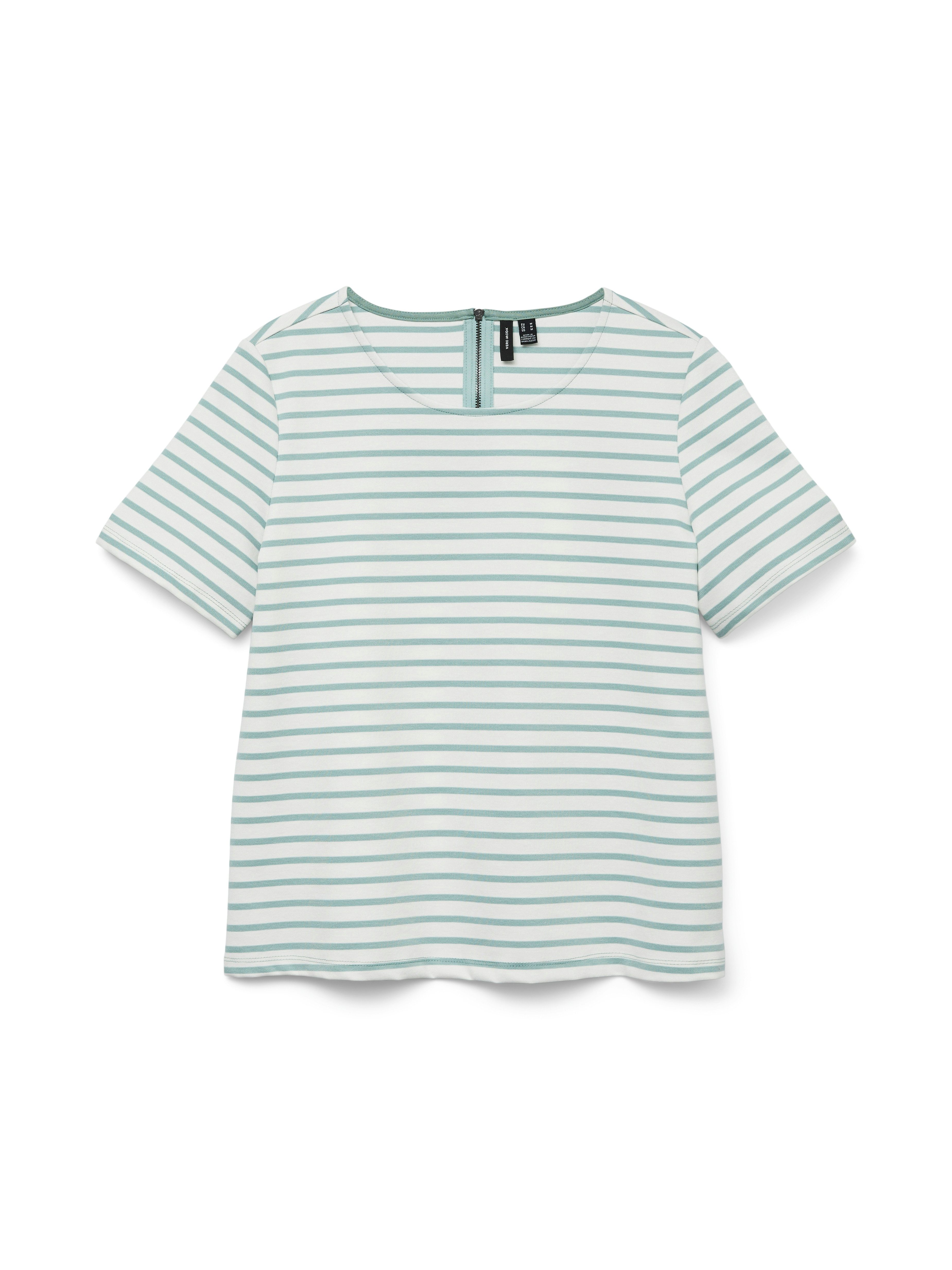 Vero Moda Rundhalsshirt VMABBY SS ZIP TOP JRS NOOS Materialmix, regular fit günstig online kaufen
