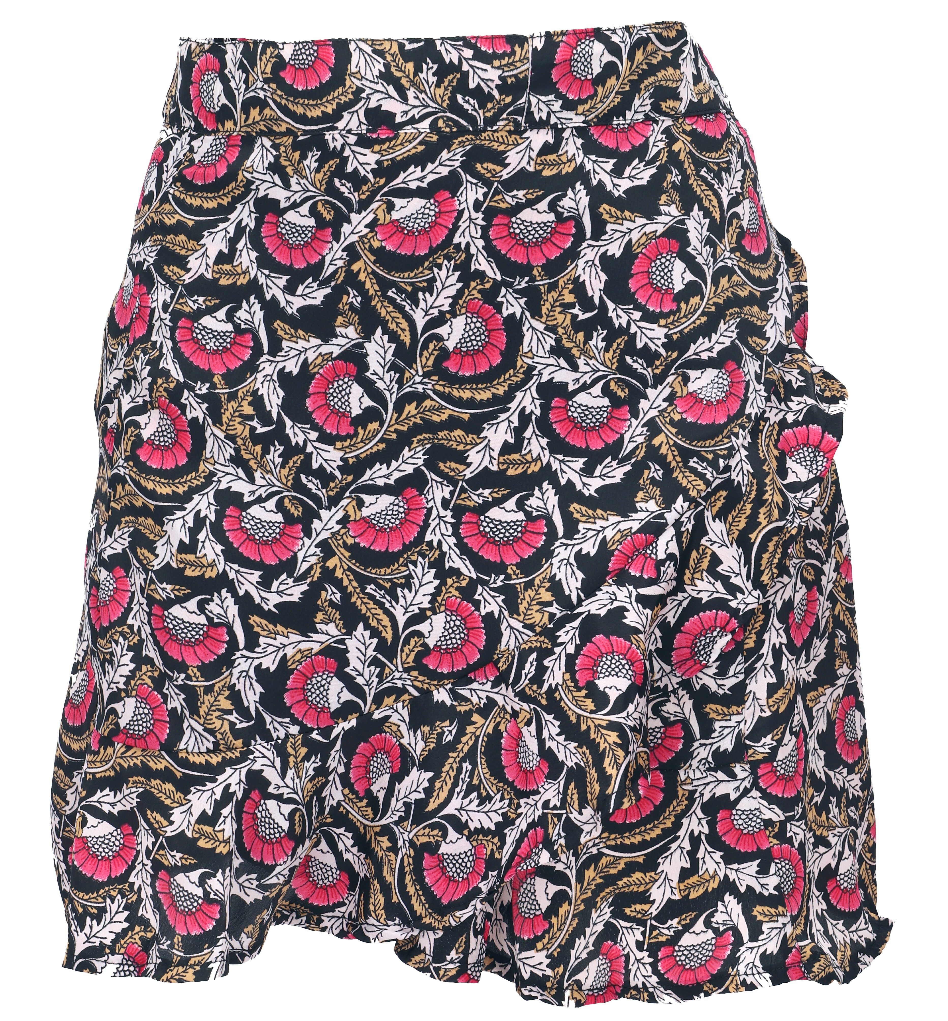 Guru-Shop Minirock Leichter seidiger Wickelrock, Boho Sommerrock -.. alternative Bekleidung