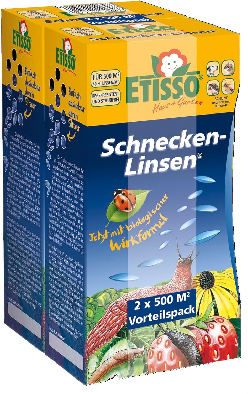 Frunol Delicia Pflanzenstärkungsmittel 1x ETISSO Schnecken-Linsen 2 x 300 g Vorteilspack, 1-St., Biologischer Schnecken-Schutz von Salat, Gemüse, Obst und Co.