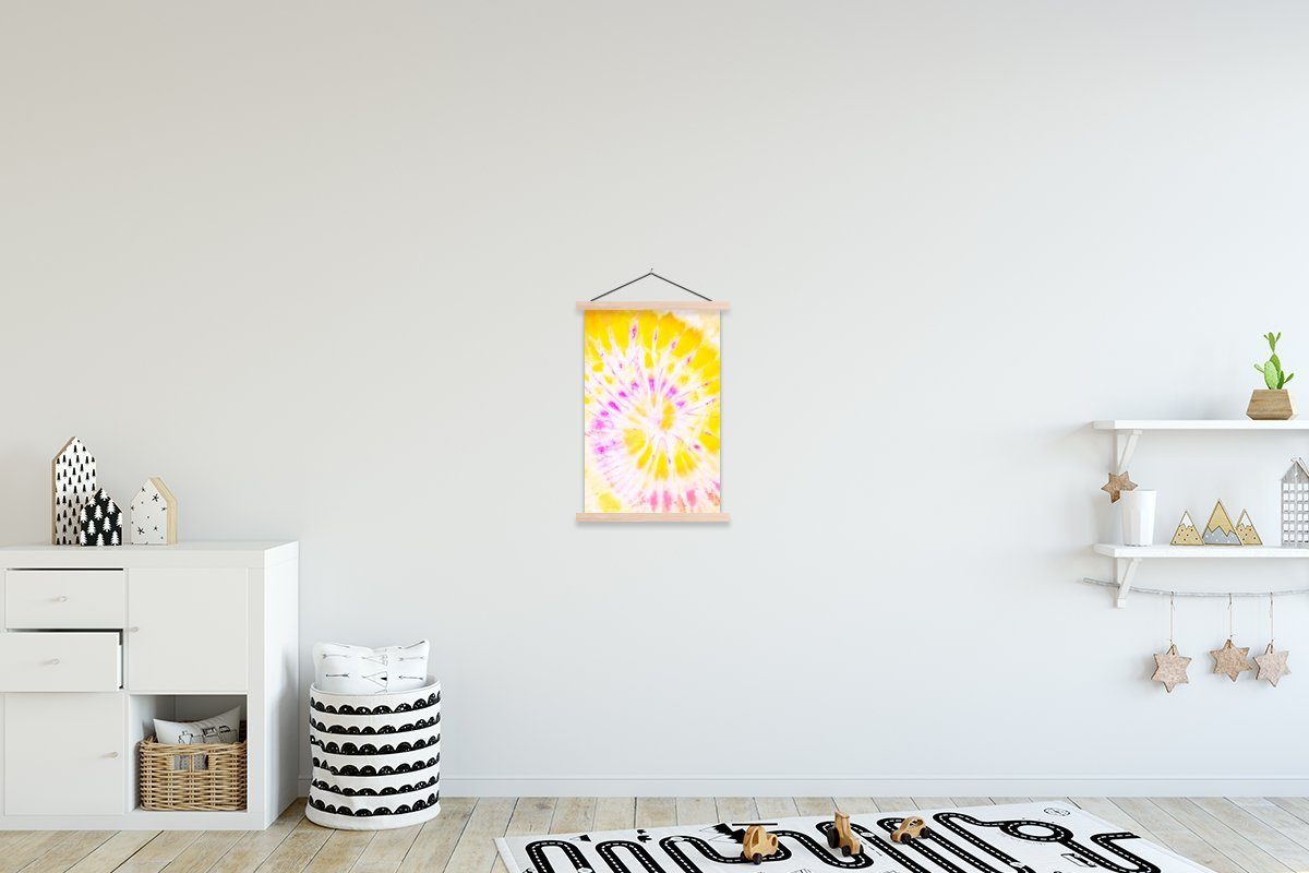 MuchoWow Poster (1 Magnetisch Wohnzimmer, Bilderleiste, St), - - Lila, Textilposter Sommer Krawattenfärbung für Posterleiste