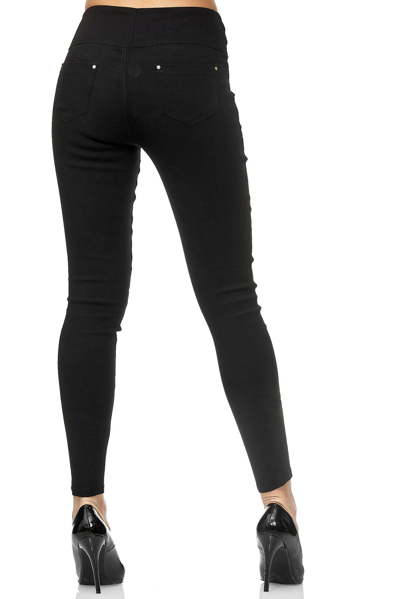 Schwarz Hose (1-tlg) Stretch High Damen Elara Jeggings High-waist-Jeans Elara Waist