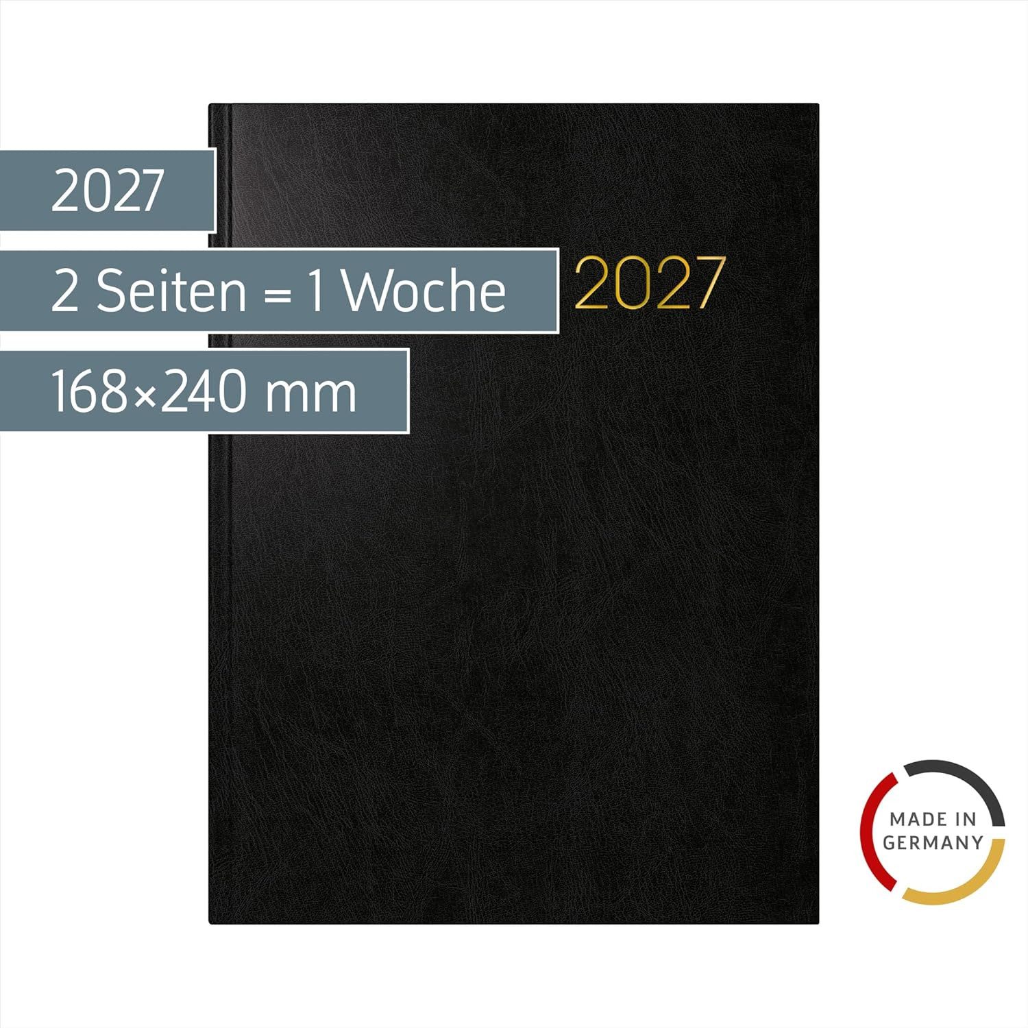 BRUNNEN Buchkalender BRUNNEN Buchkalender Mod. 797 2027, 168×240 mm, Kunststoff, schwarz
