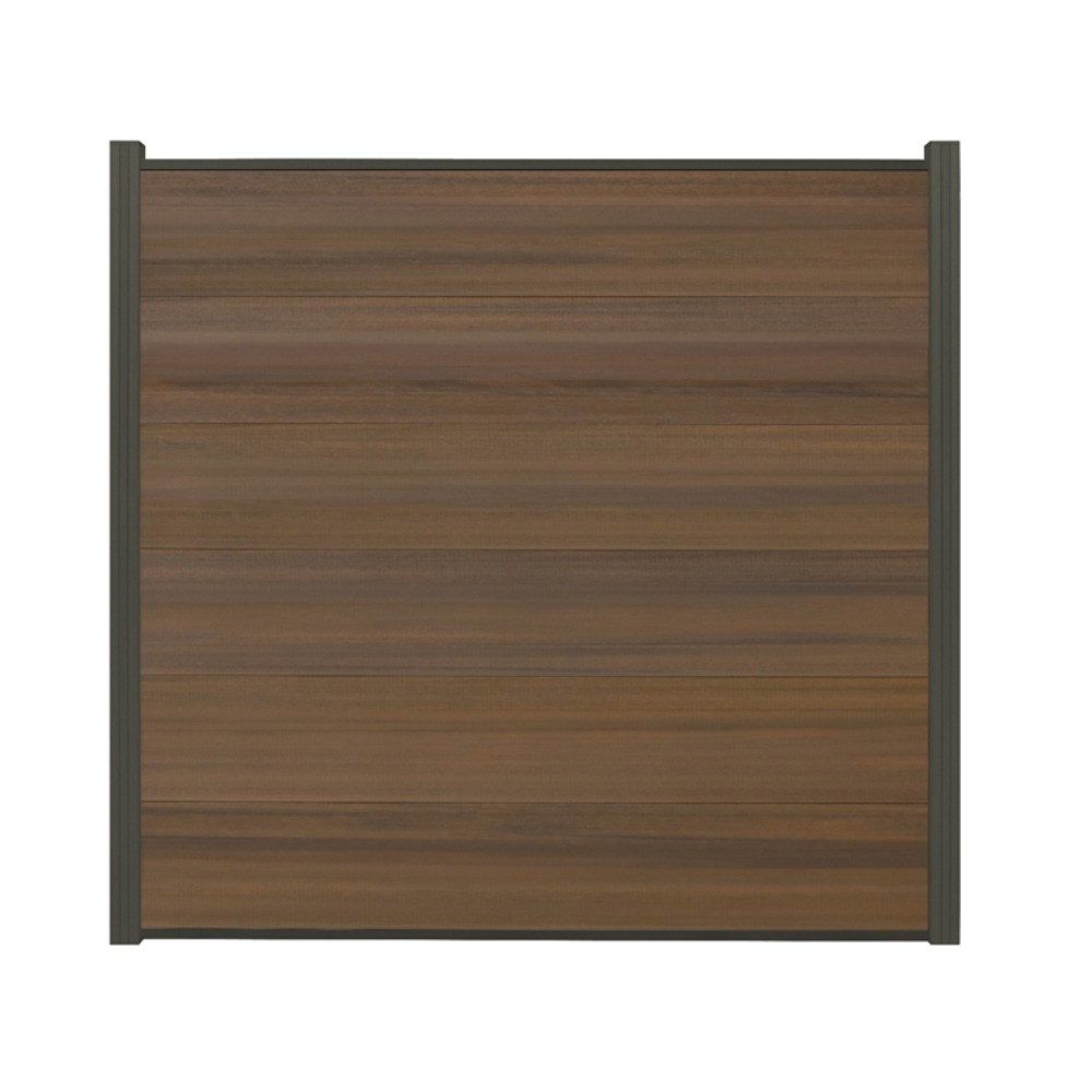 Woodstore24 Zaun Komplettset XXXL Premium coex. WPC Zaun zum einbetonieren teak, (Sichtschutz - 1,79 m Breite, 1,73 Höhe, 2 cm Stärke, Lamellenzaun Komplettset inkl. Pfosten, Start- und Endprofil), Stecksystem, Lamelle aus recyceltem Kunststoff & Holzfasern, teak