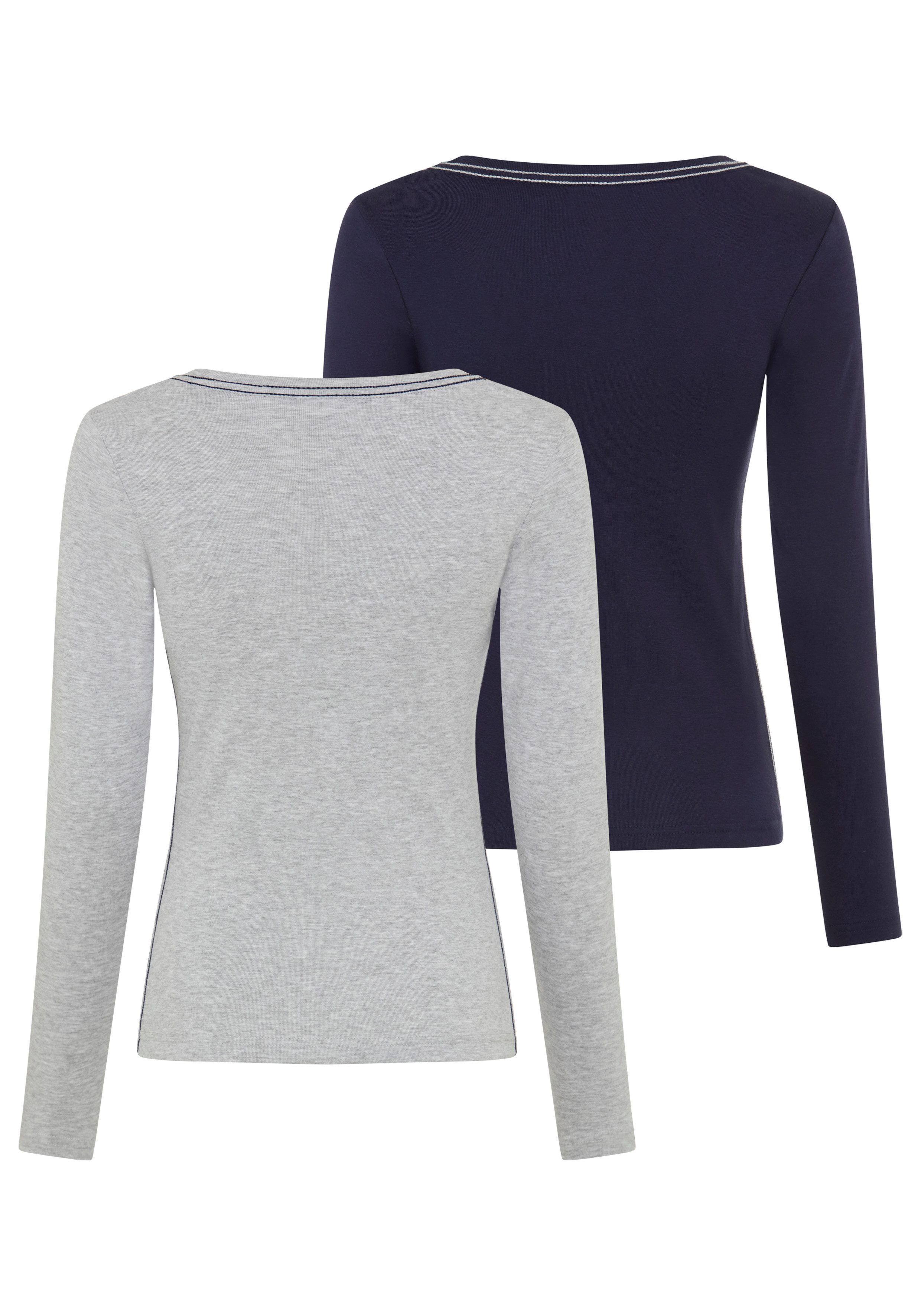 KangaROOS Langarmshirt (2er-Pack) im 2er-Pack, hüftbedeckende Länge, Basic-Passform, Langarm