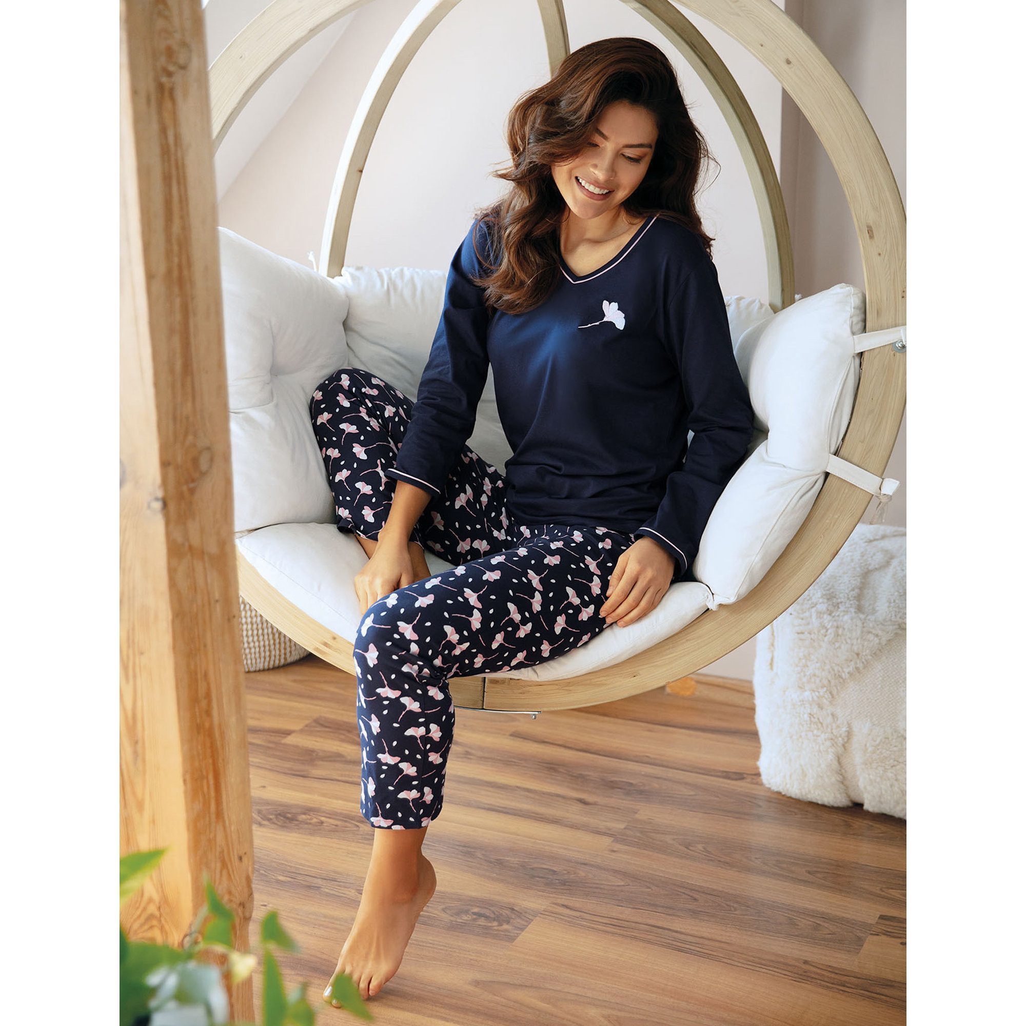 comtessa Pyjama Damen-Schlafanzug Single-Jersey Blumen günstig online kaufen