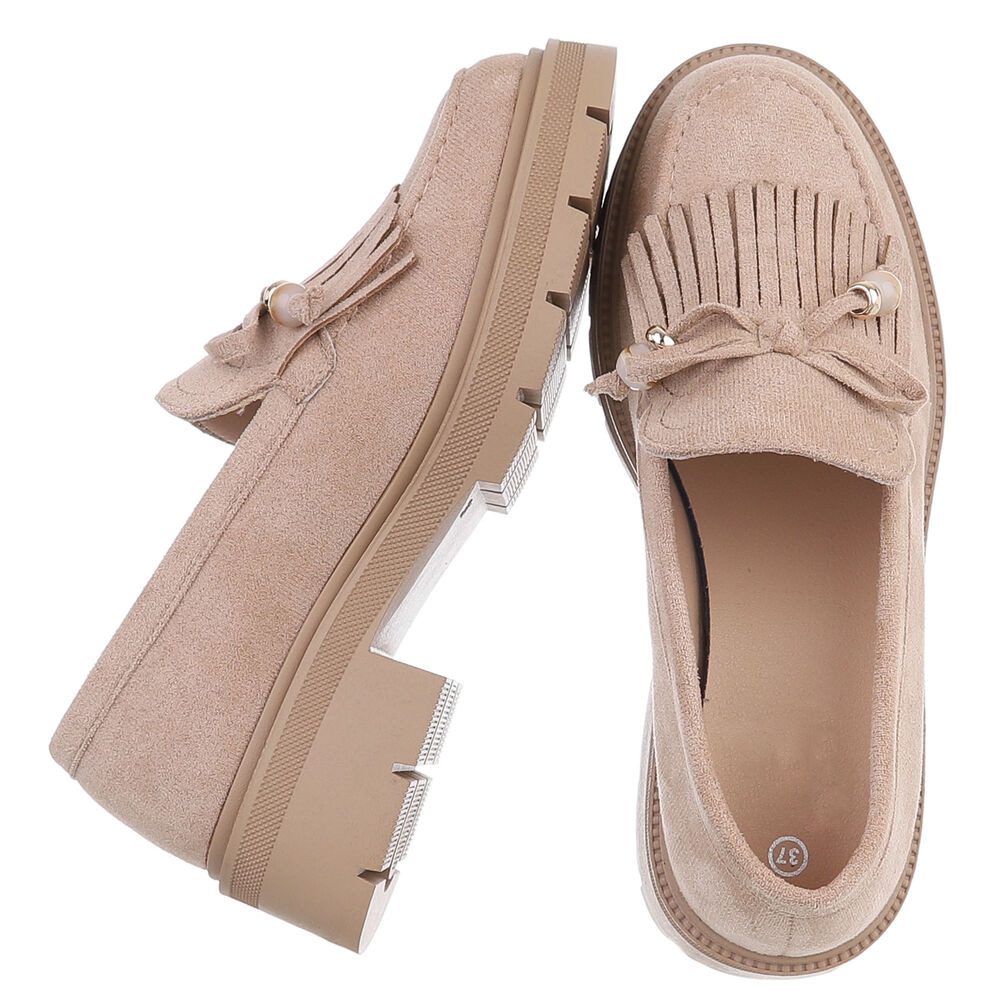 Ital-Design Elegante Damen Mokassin mit Fransen und Details Slipper (911544 günstig online kaufen