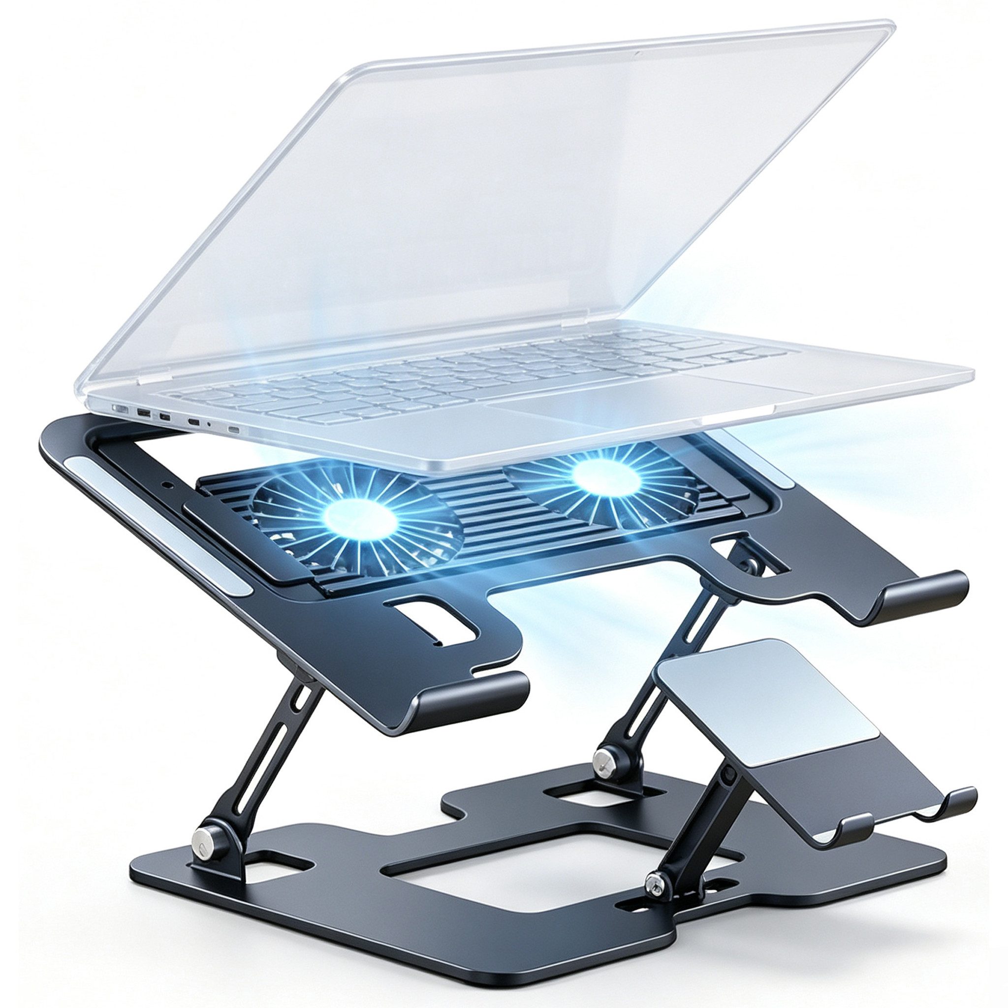 OYLCDI Notebook-Kühler Höhenverstellbarer Laptopständer mit 2 Kühlventilatoren, belüfteter Laptopaufsatz für bis 17 Zoll Laptops