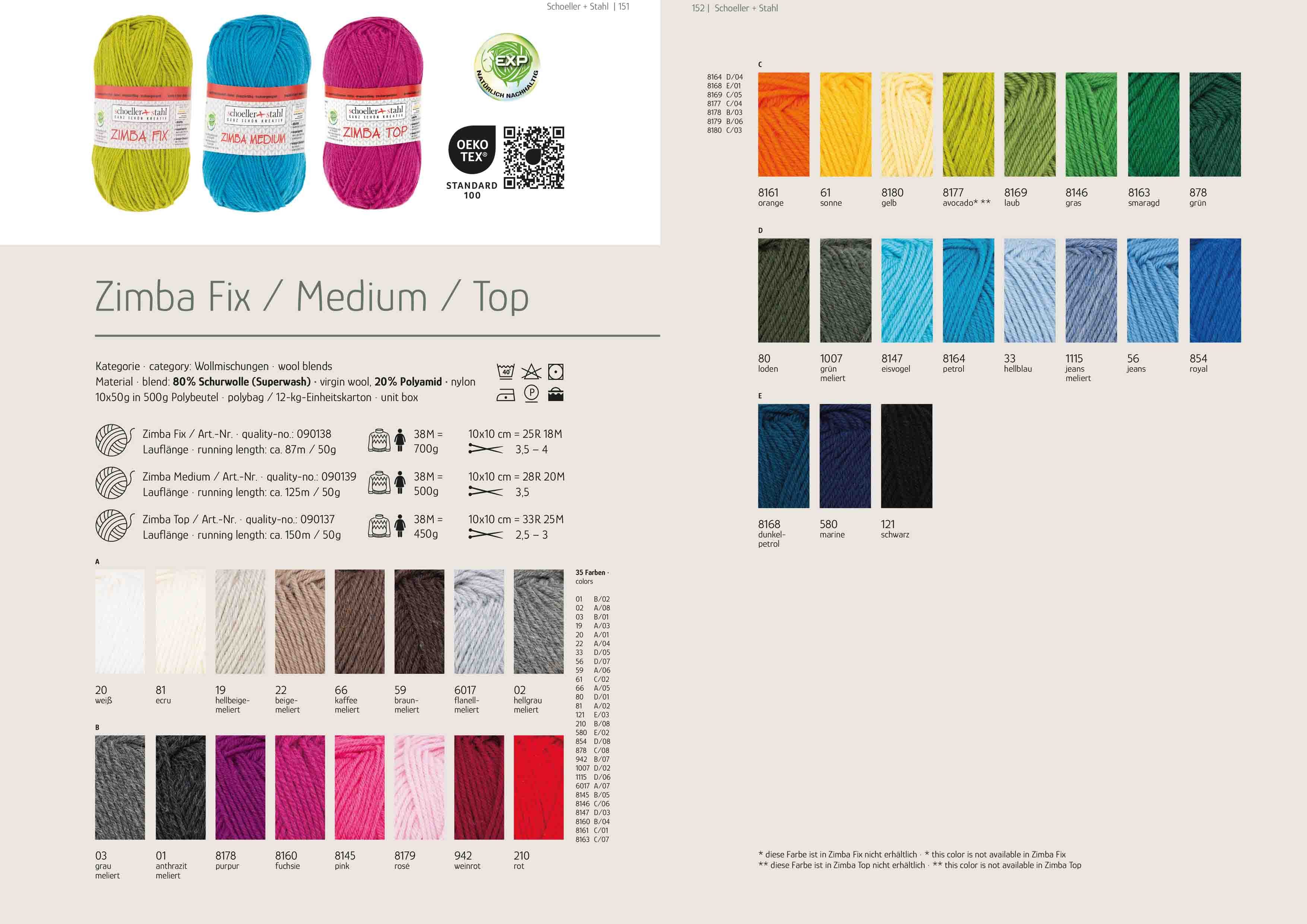 Schoeller + Stahl Zimba Fix EXP 50 g Häkelwolle, 87 m, robust, stilvoll, vielseitig