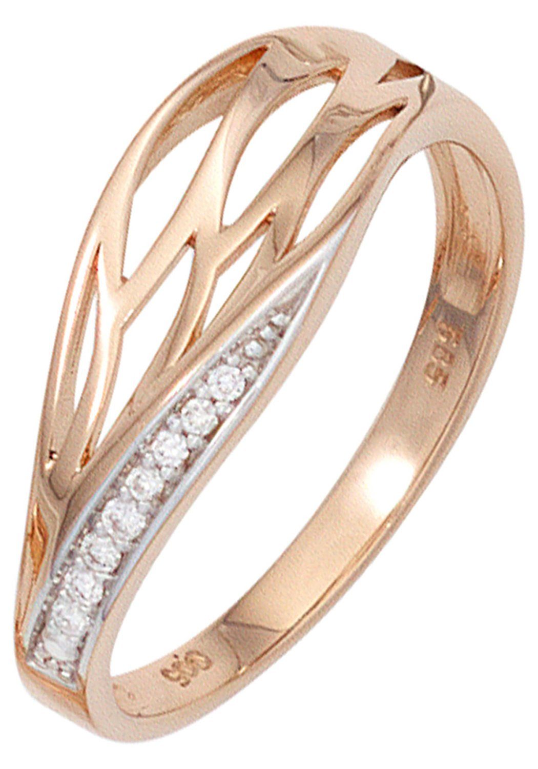 JOBO Diamantring, 585 Roségold mit 8 Di...