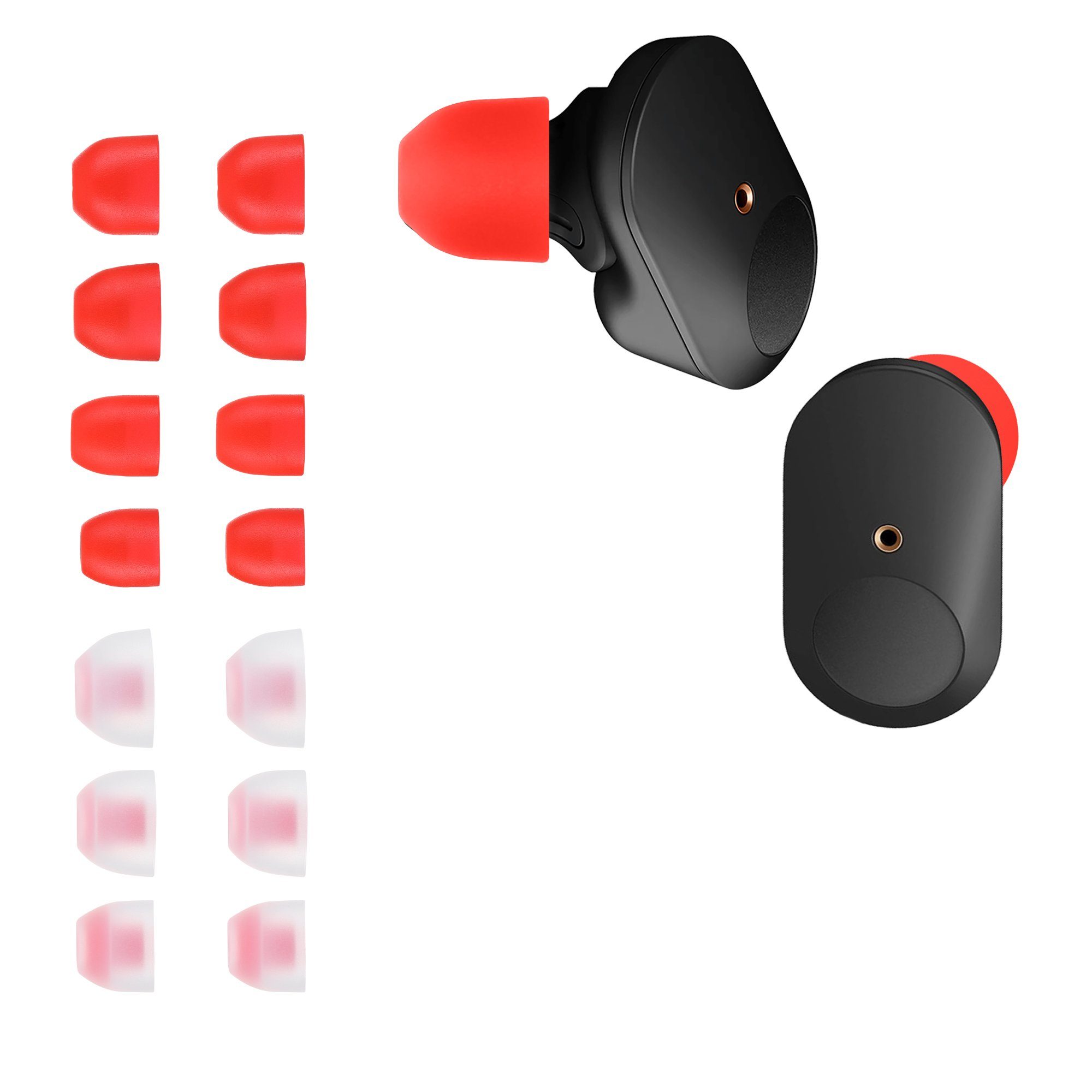 14x In-Ear Rot / Ohrstöpsel WF-1000XM4 Silikon Ersatzpolster Ersatz kwmobile WF-1000XM5 Sony / Größen (4 für für WF-1000XM3 Ohrpolster - Headphones) Sony