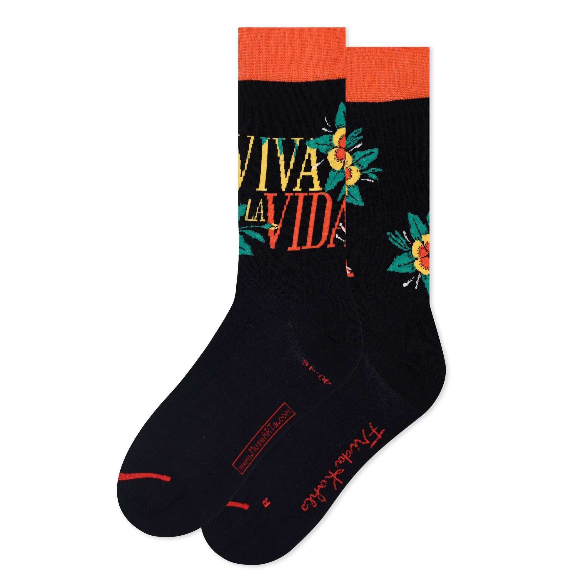 MuseARTa Langsocken Frida Kahlo - Es lebe das Leben (Packung, 1-Paar, 1 Paar) Kunstwerke Socken Strümpfe, Herren oder Damen Socken Kunst-Motiv