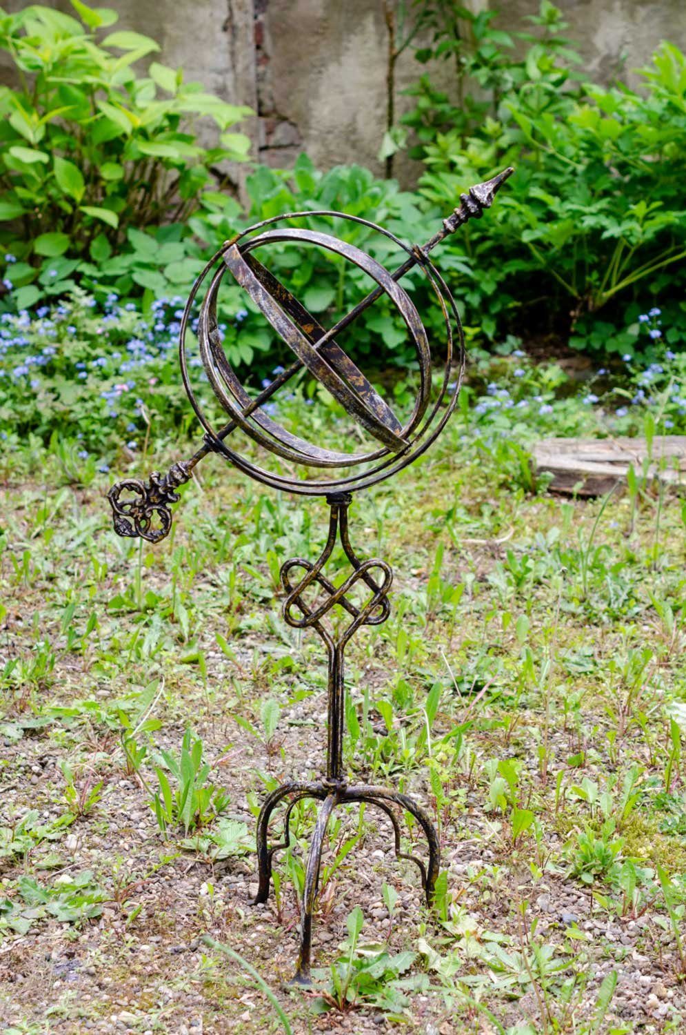 Eisen Antik-Stil Sonnenuhr Gartenfigur Garten Dekoration Aubaho 74cm Nostalgie