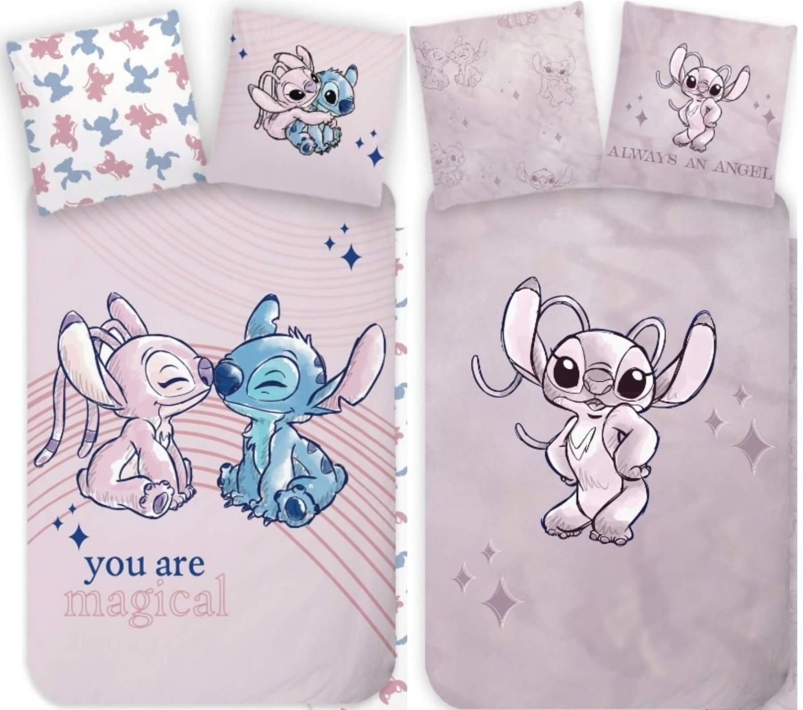 BrandMac Bettwäsche Disney Stitch & Angel - 2 x Bettwäsche mit Wendemotiv, 135x200 & 80x80, Baumwolle, 100% Baumwolle