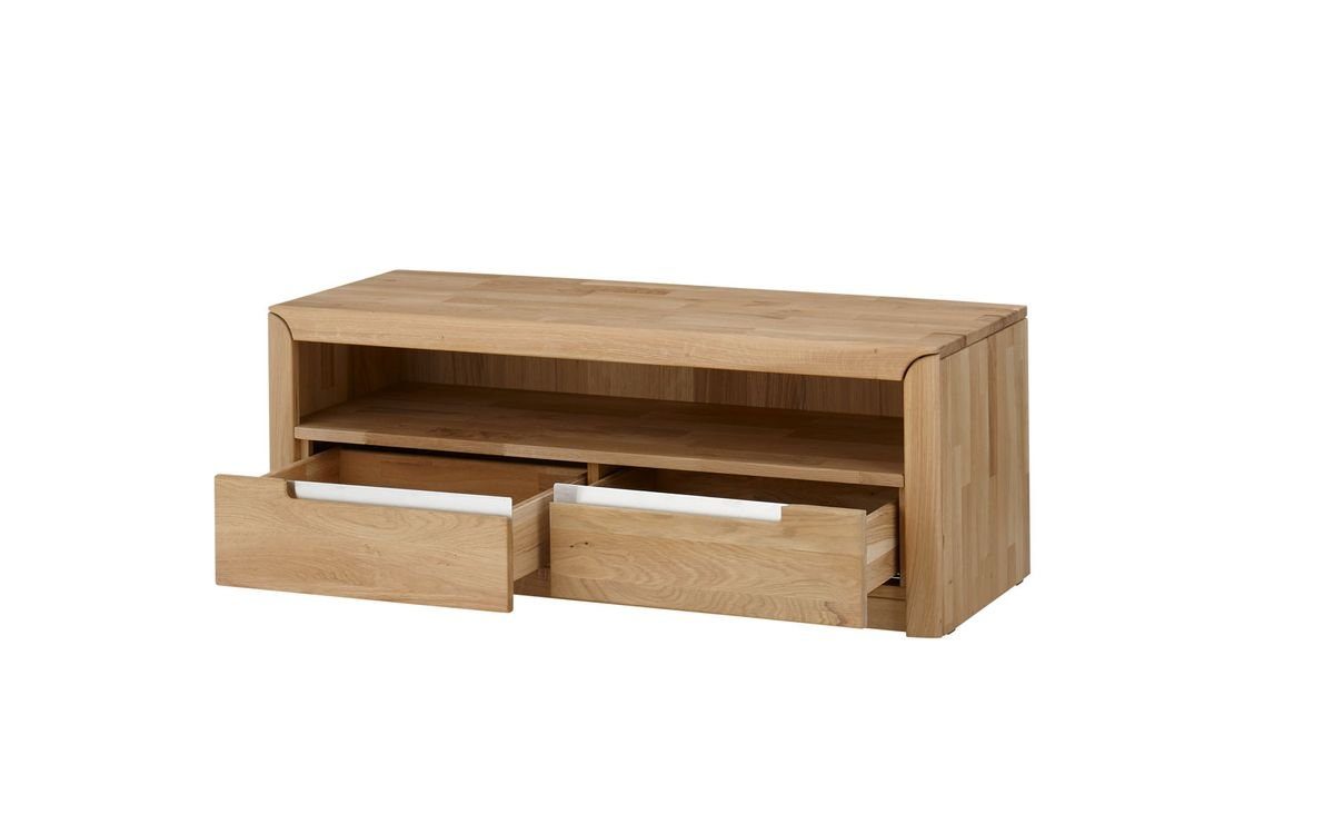 Wohnzimmer-Set Softclose Glaskantenbeleuchtung 46, expendio mit (Spar-Set, Eiche Pisa massiv bianco montiert 5-St), und