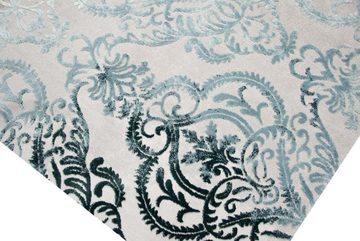 Wollteppich Designer Teppich Moderner Teppich Wollteppich Meliert Wohnzimmer Teppich Wollteppich Ornament Türkis Grau Cream, Teppich-Traum, rechteckig, Höhe: 11 mm, Wollteppich
