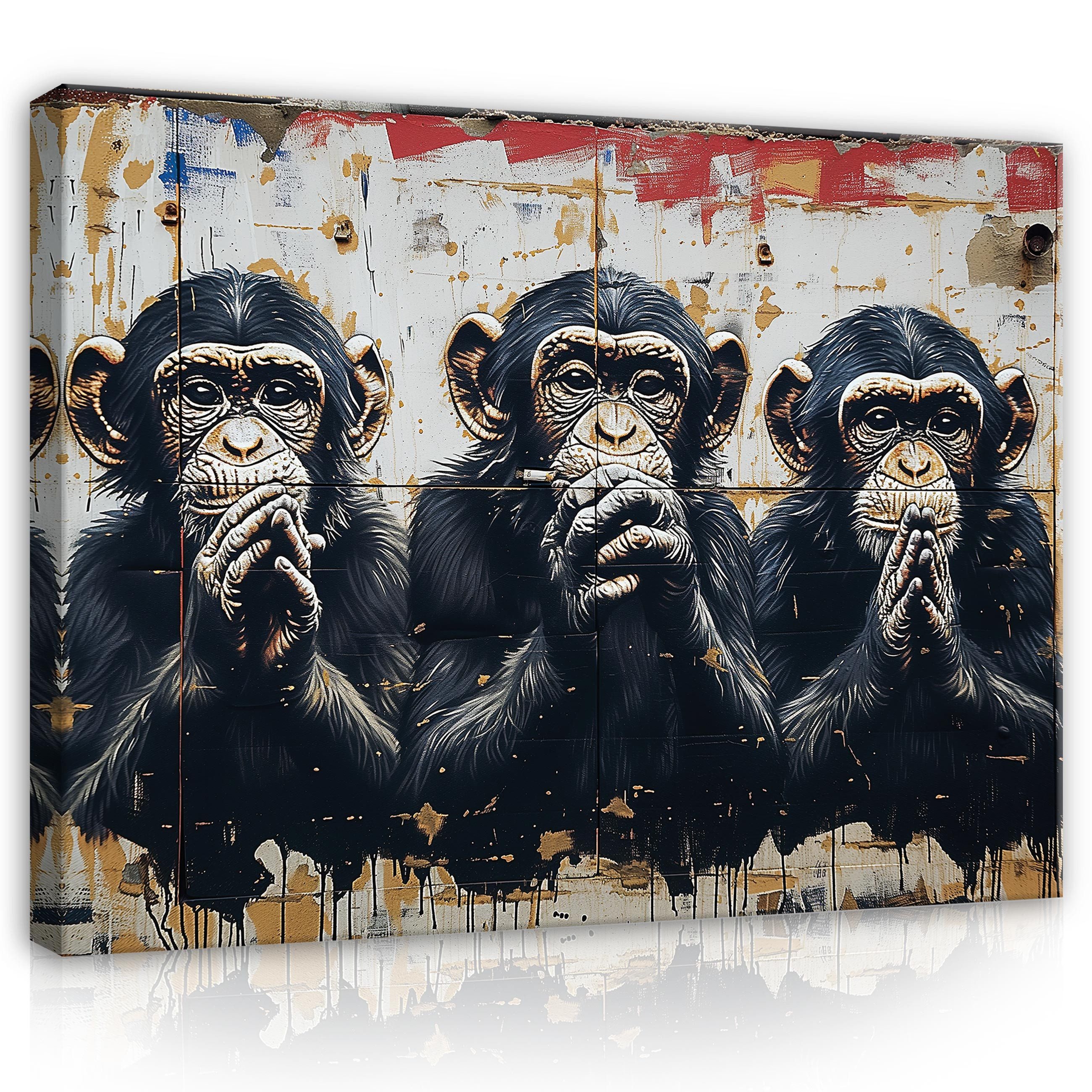Wallarena Leinwandbild Drei Affen Banksy Abstrakt günstig online kaufen