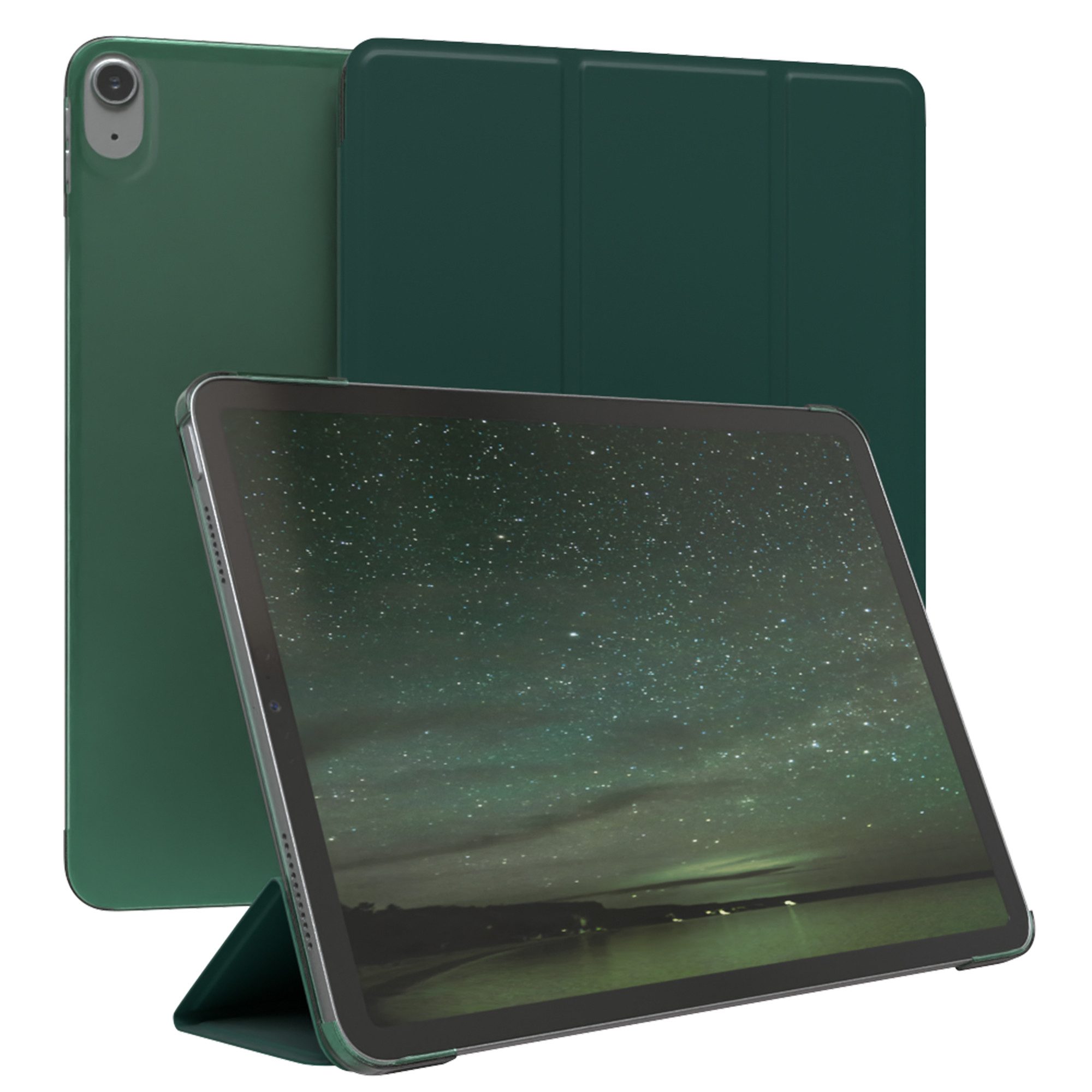 EAZY CASE Tablet-Hülle Smart Case für Apple iPad Air 4 2020 / Air 5 2022 10,9 Zoll, Tablet Schutzhülle aufstellbar Flip Cover Bookstyle Hülle Dunkelgrün