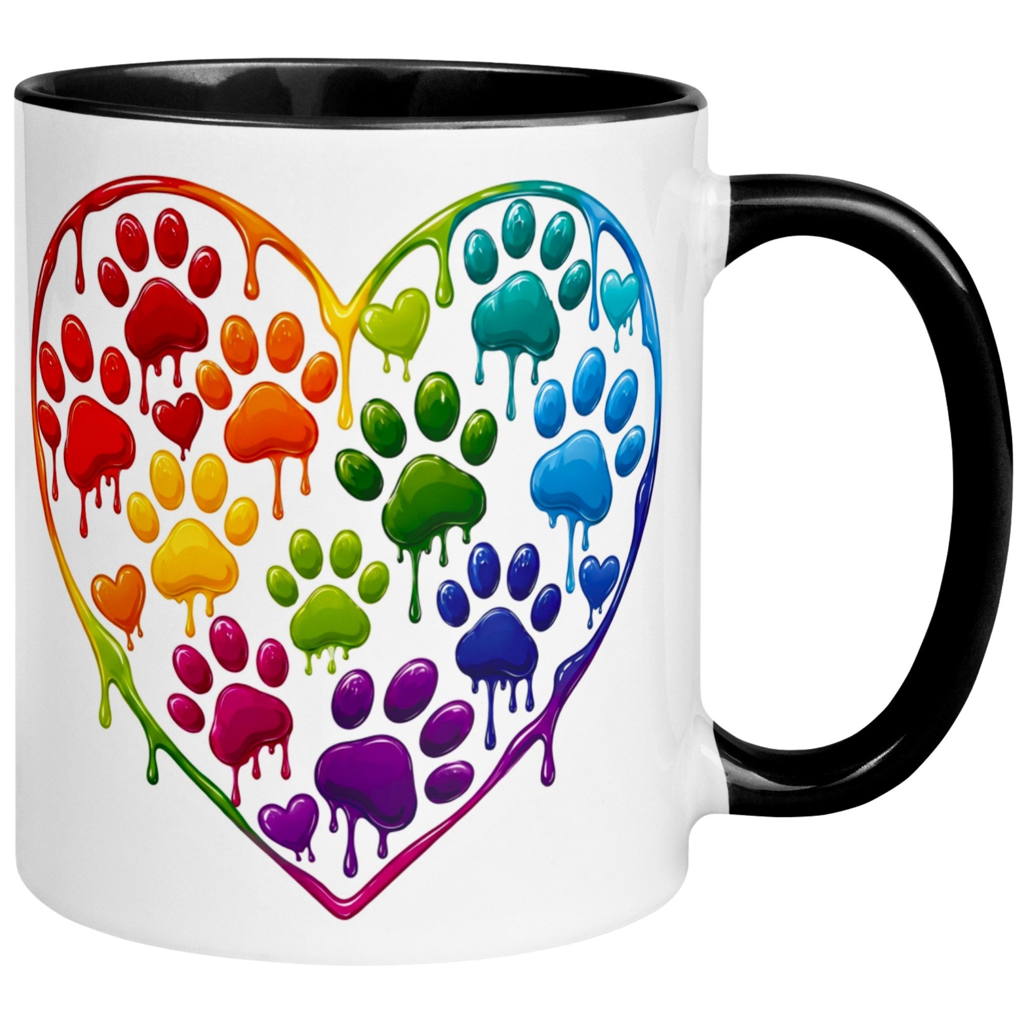 Momentals Tasse Katze – „Buntes Herz aus Pfoten“ – lustiges Katzen Pfoten Geschenk, Gratis Versand · Links-&Rechtshänder · Spülmaschinenfest