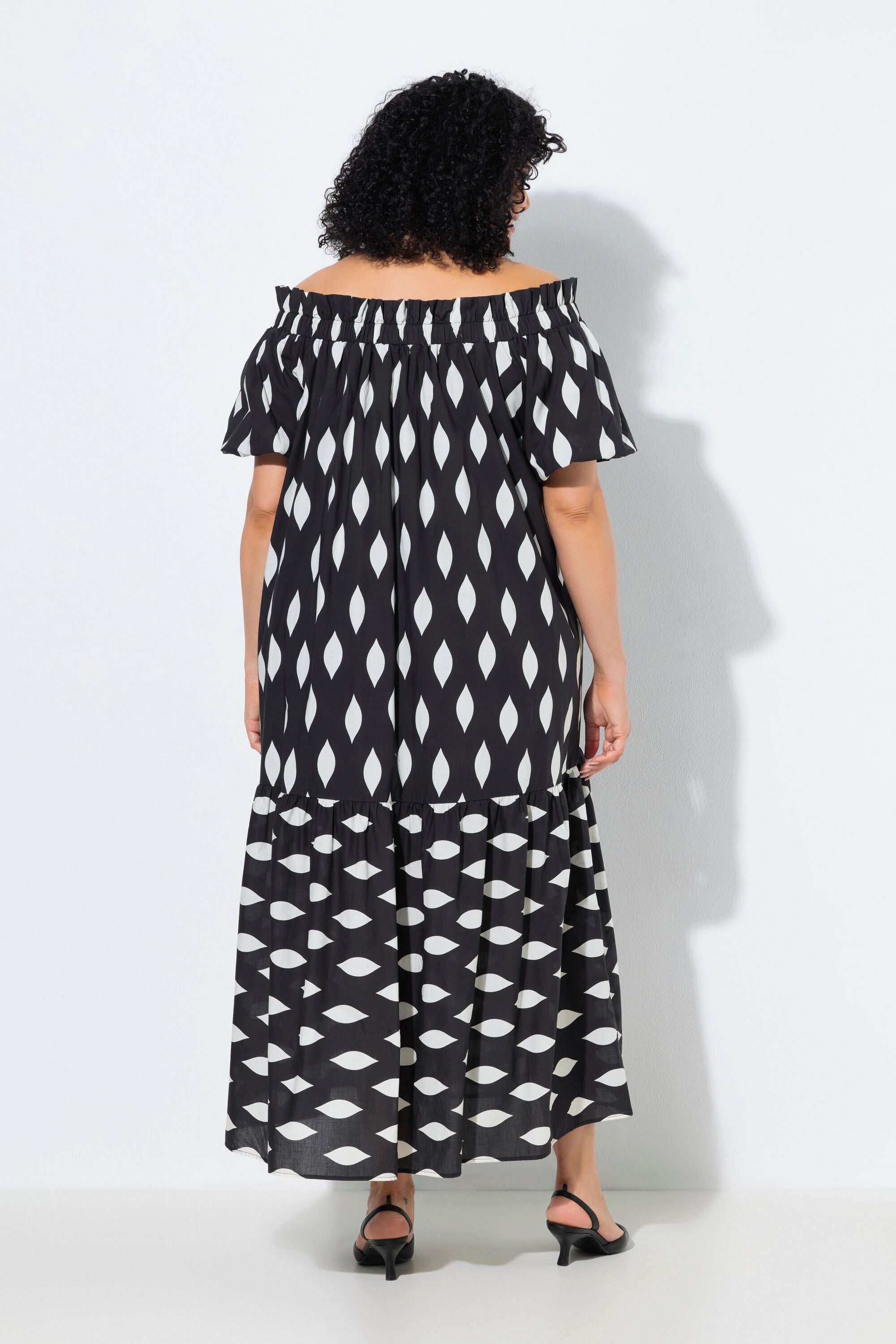 Ulla Popken Midikleid Maxikleid Wabenmuster Carmen-Ausschnitt – Bild 3 von 5