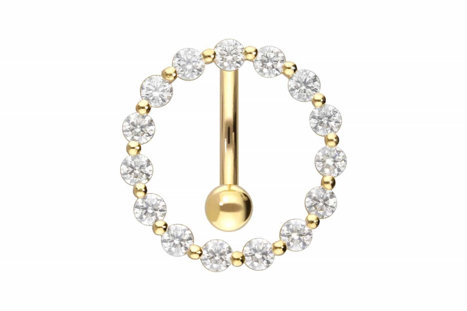 PIERCINGLINE Bauchnabelpiercing 18 Karat Gold Bananabell MOISSANIT-RING (Bananabells, 1-tlg)