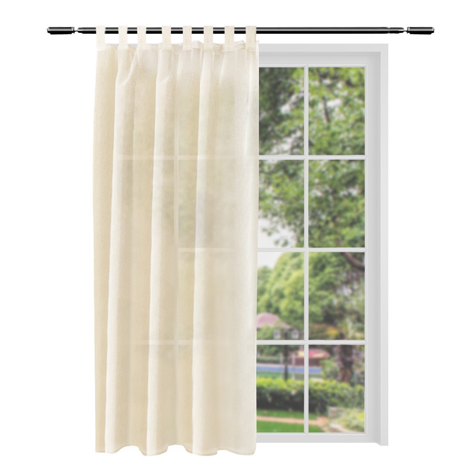 Woltu Gardine (1 St), halbtransparent, mit Schlaufen Leinen Landhaus Optik günstig online kaufen