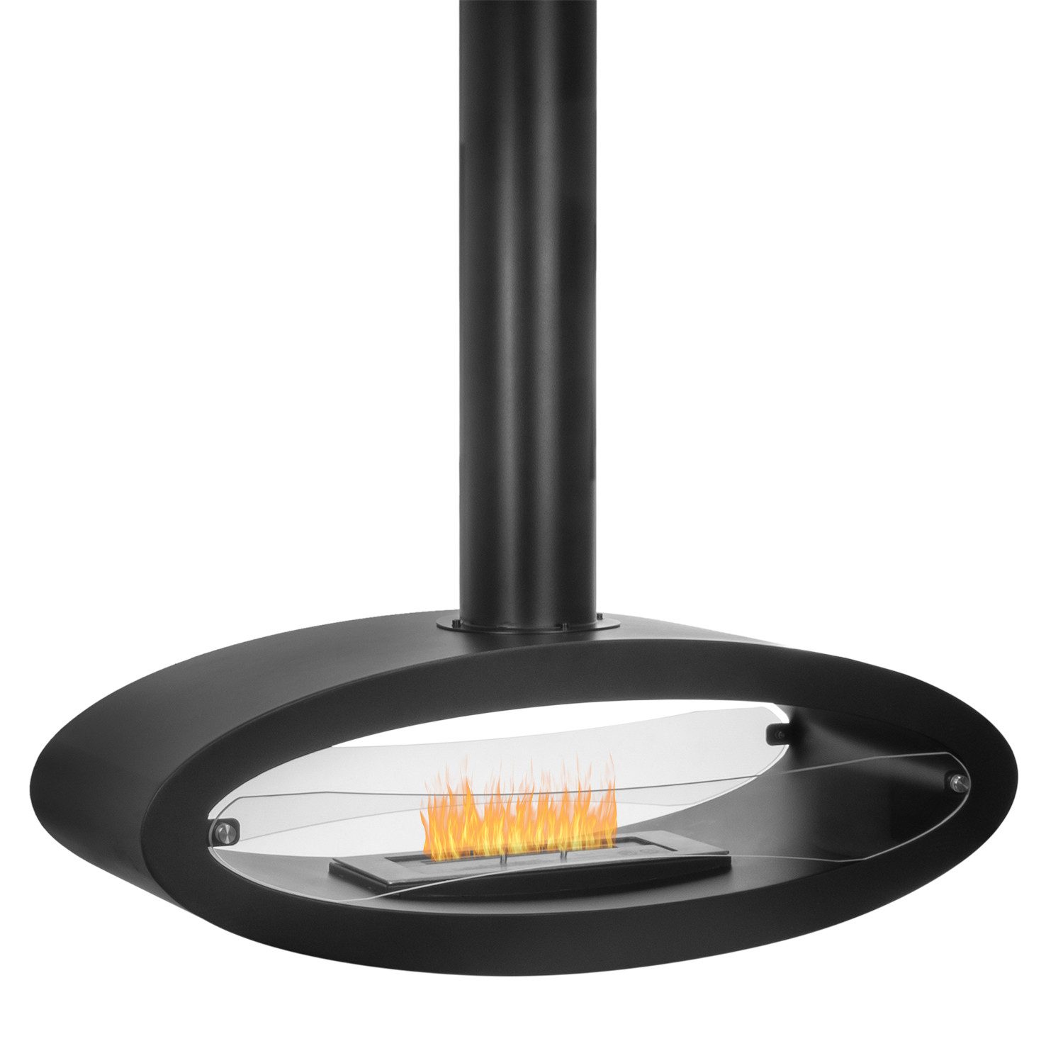 Moritz Dekokamin Deckenkamin hängend mit 2,5 Liter Brenner schwarz, Ethanolbrenner Glasfeuer Terrassenfeuer Kamin