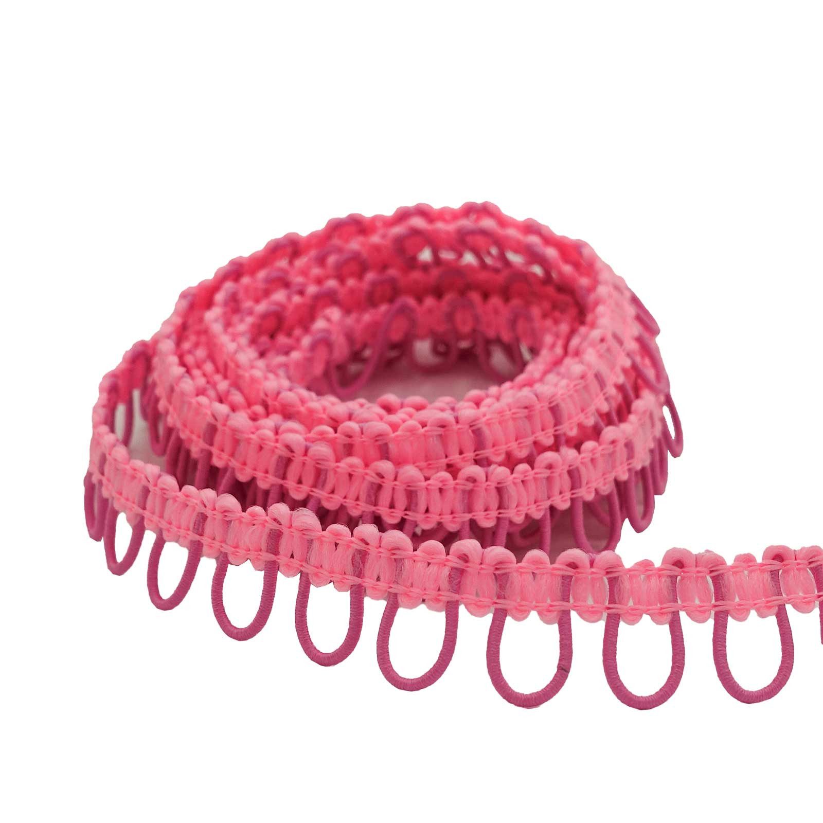 maDDma Кольца для ткани 2m Schlingenband Ösen-Band Schlingen-Borte m. elastisch Ösen Knöpfe, rosaB 15mm Öse 8mm
