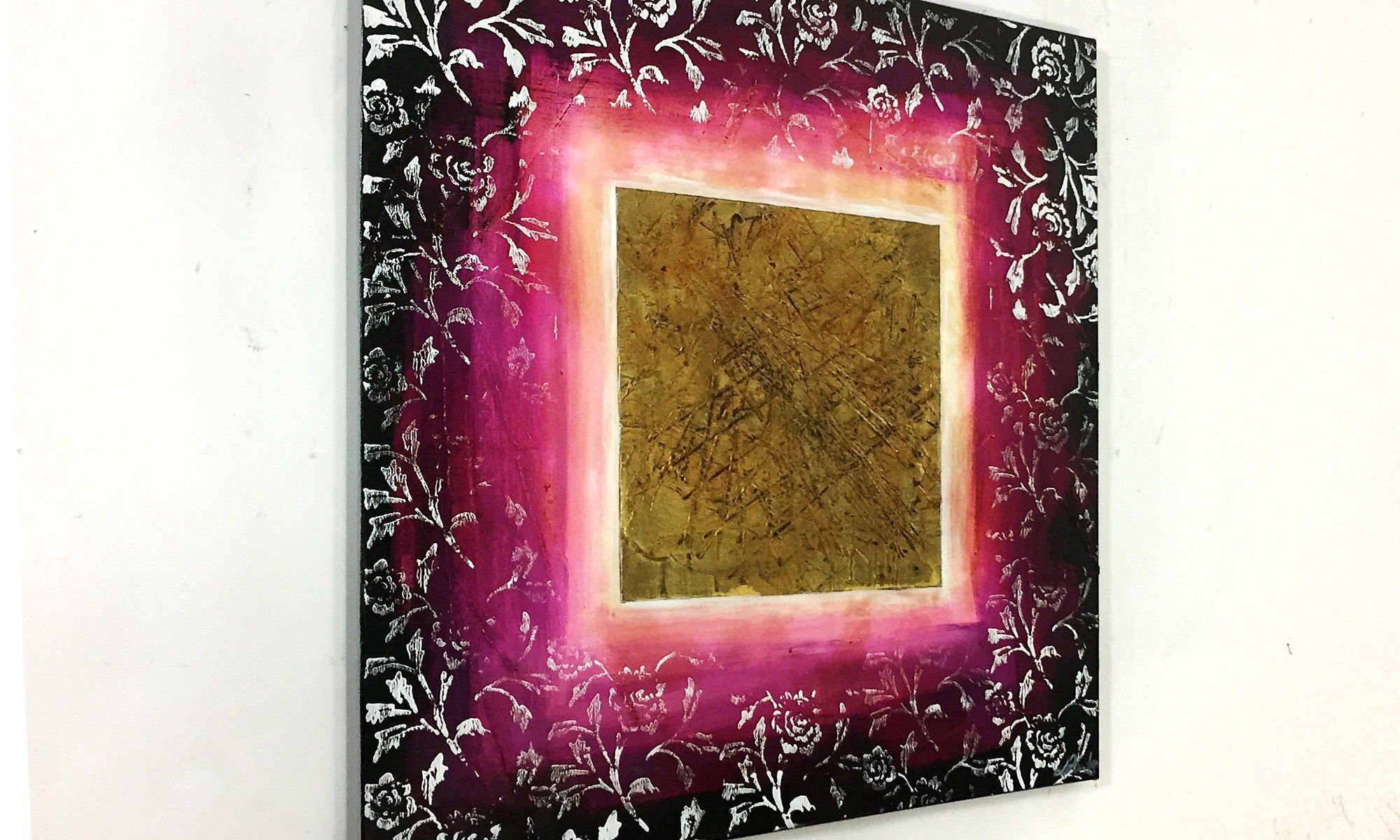 WandbilderXXL Gemälde Rosy Gold 80 x 80 cm, Abstraktes Gemälde, handgemaltes Unikat