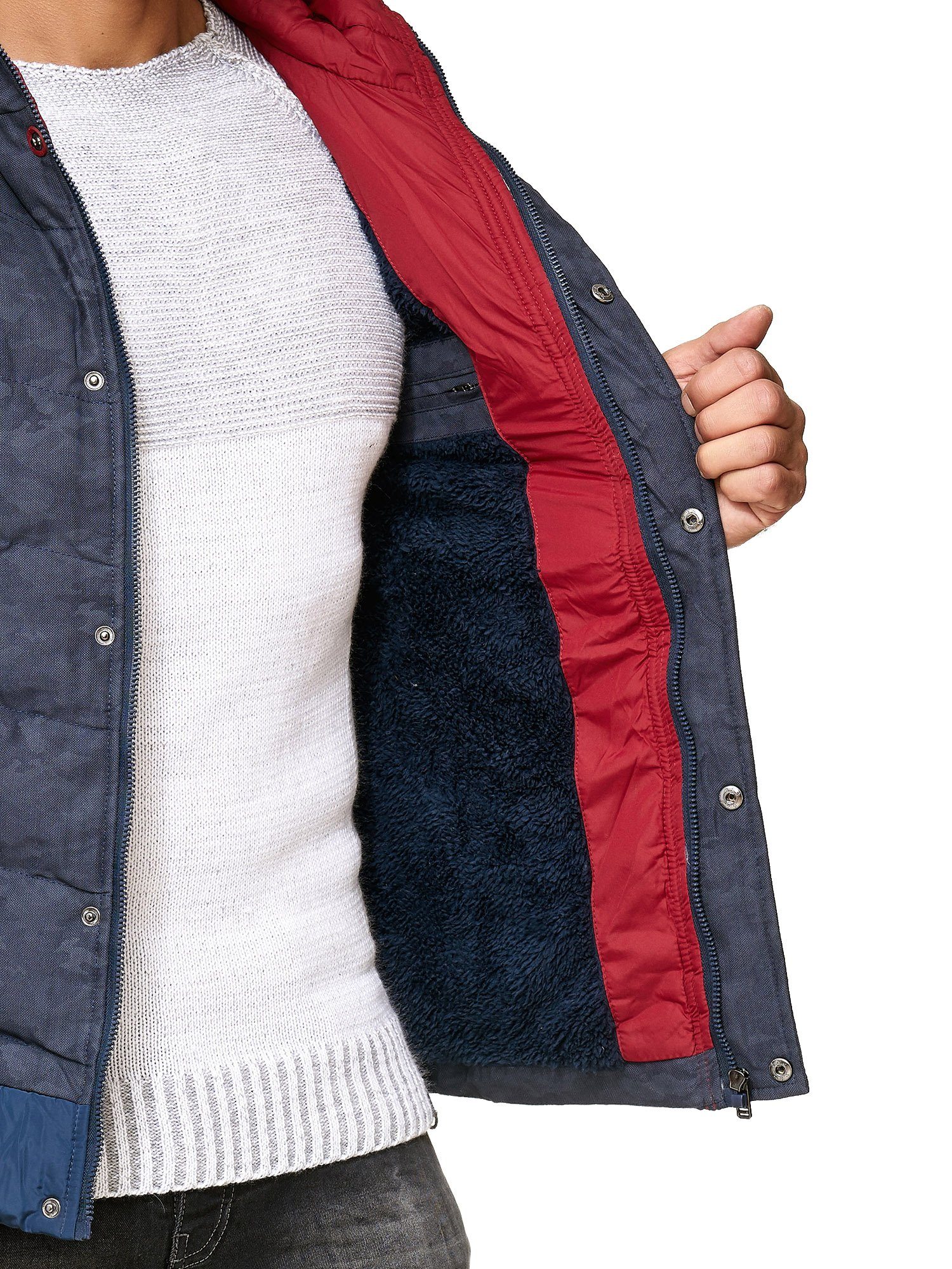 Reslad Winterjacke Herren Jacke Winter-Jacke Camouflage-Look mit Kapuze Männer-Jacke mit warme gesteppte Jacke mit Kapuze