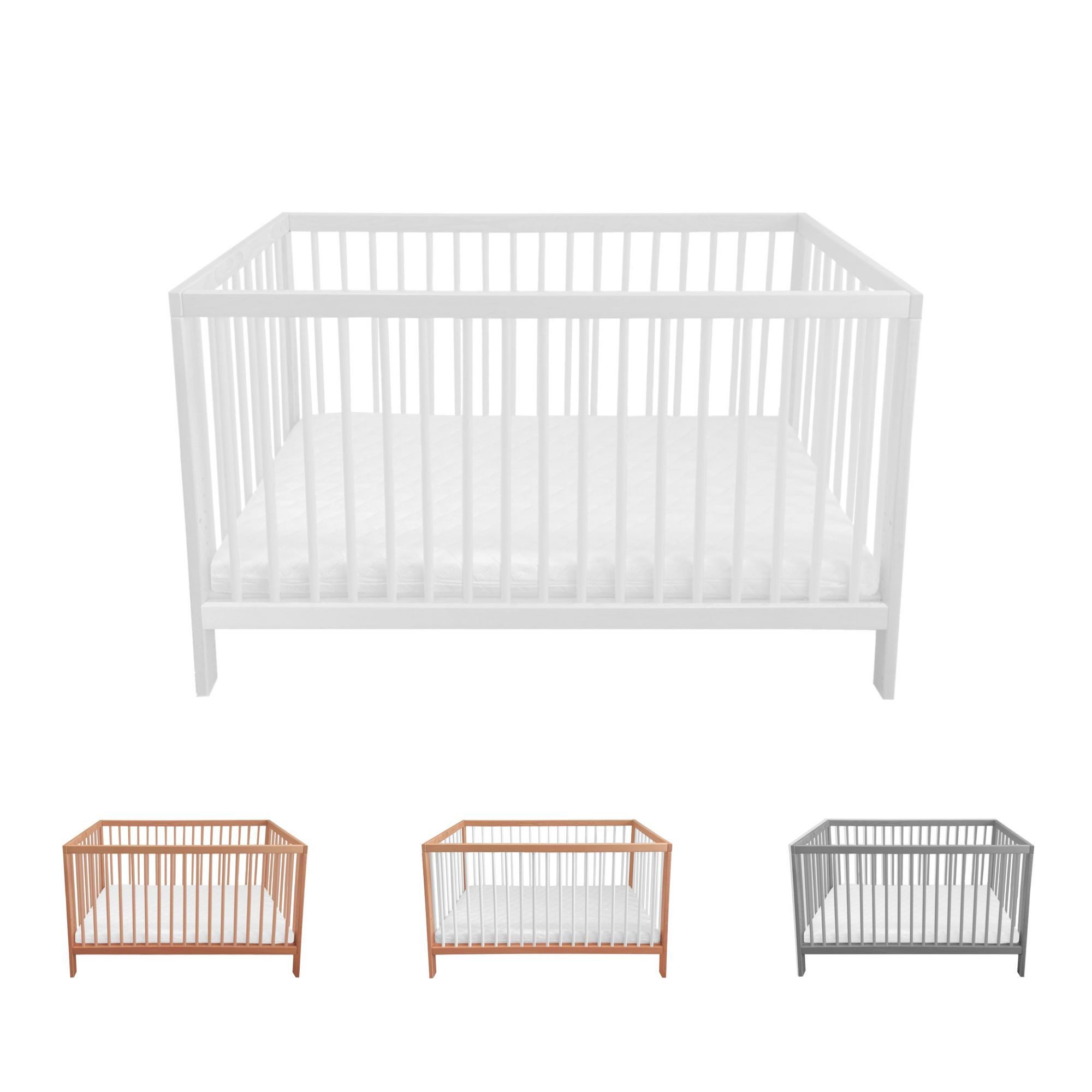 Babybett Babybett 120x60 cm Weiß ohne Matratze