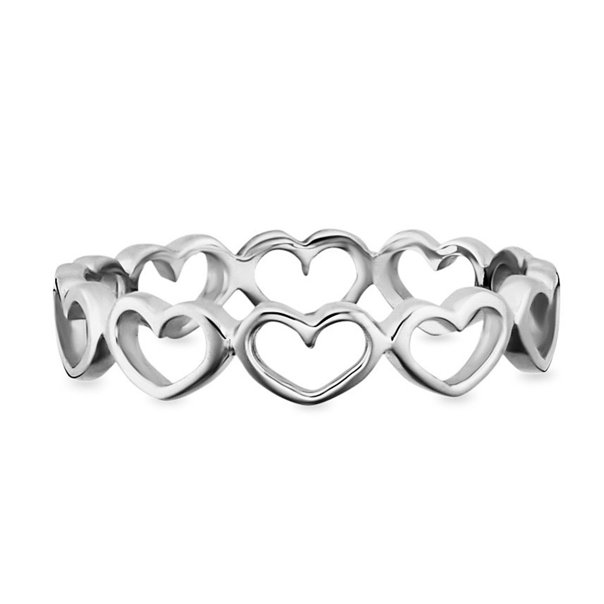 CAÏ Fingerring 925/- Sterling Silber rhodiniert Herzen